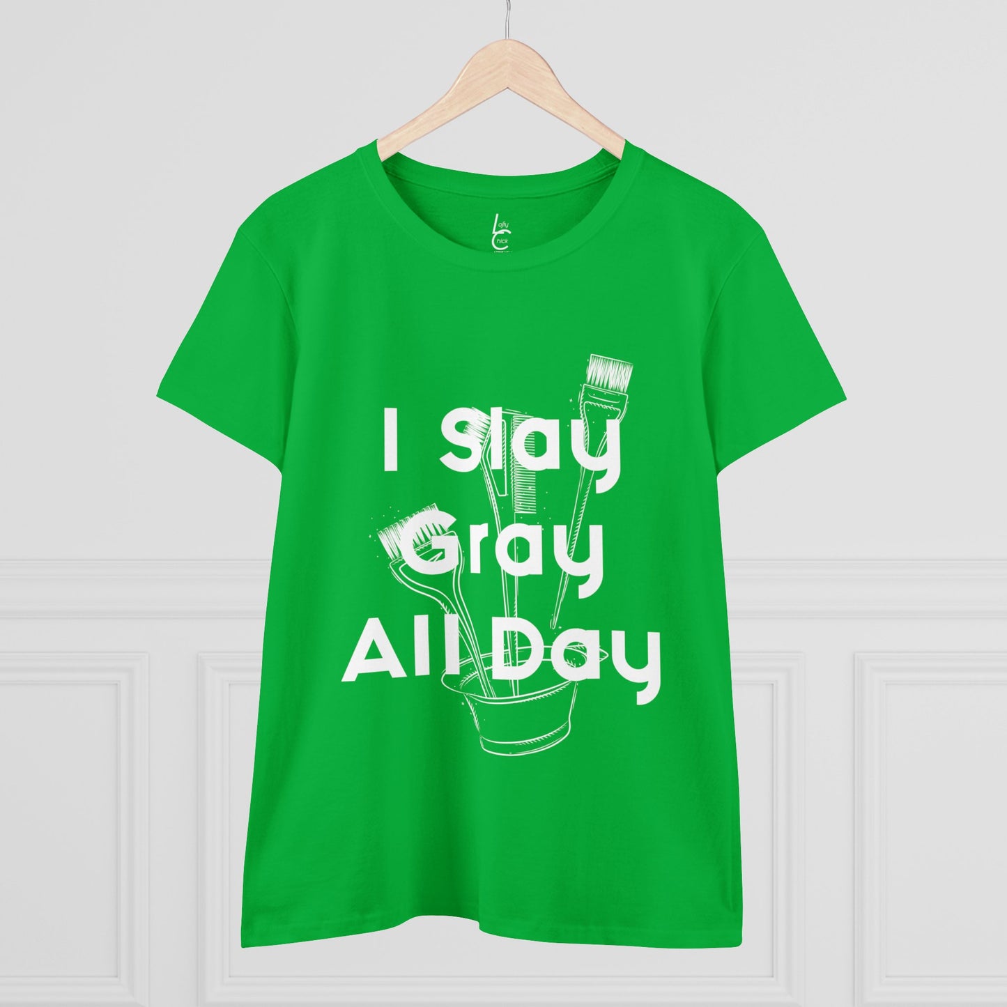 Cotton Graphic Tee For Hairstylist I Slay Gray All Day Cotton Tee White Text Tee Shirt Cotton Tee Gift For Hairstyist Fashion Tee