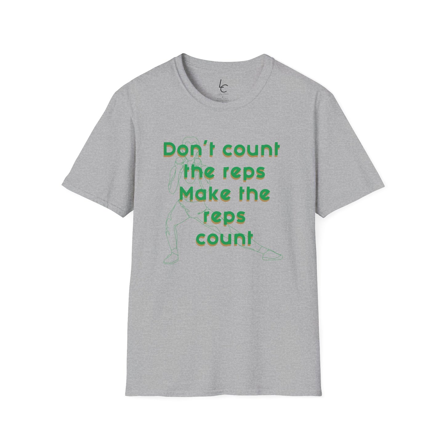 Graphic T-Shirt 'Don't count the reps Make the reps count' in Green