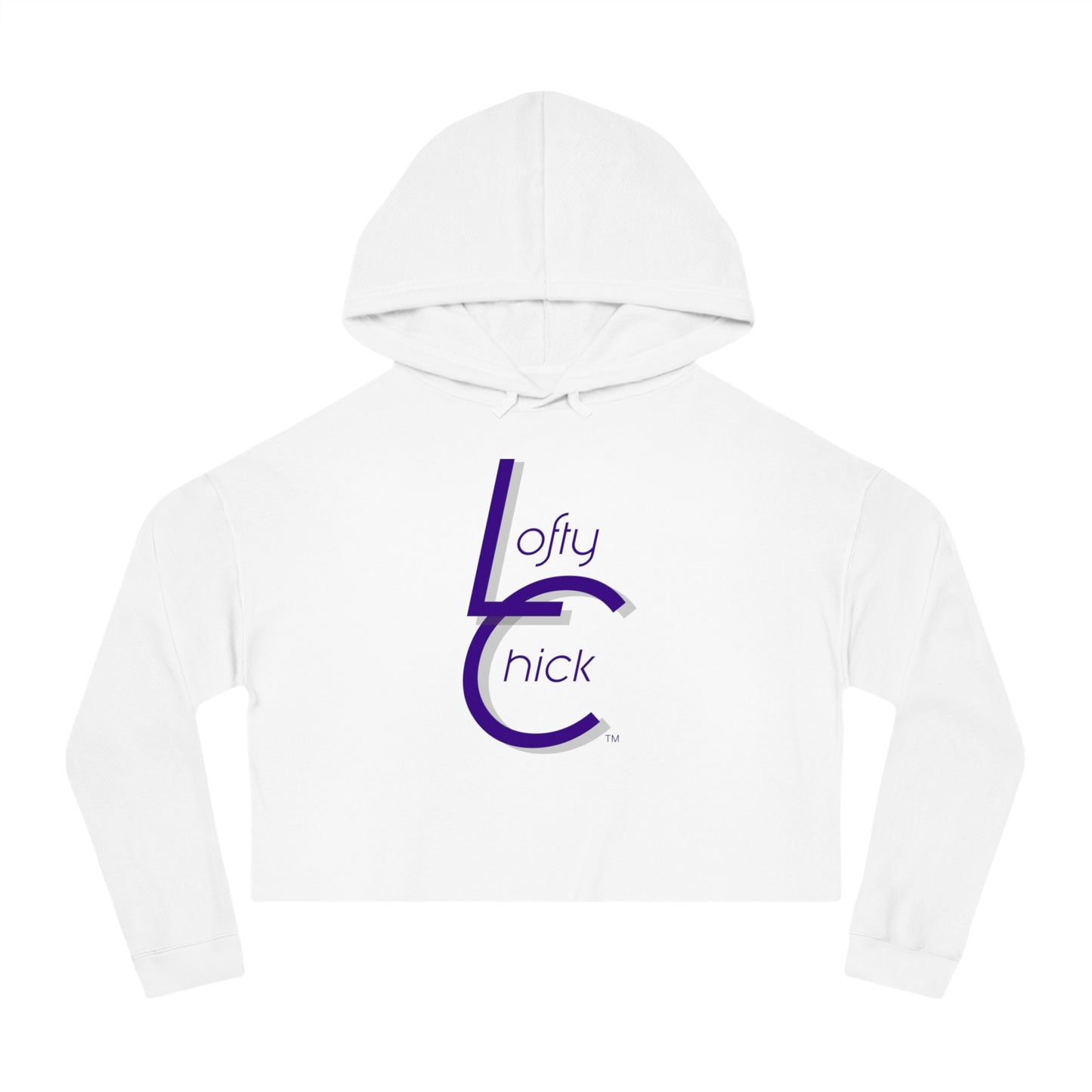 Cropped Hooded Sweatshirt With Lofty Chick Logo on Front Cropped Hoodie Active Wear Purple