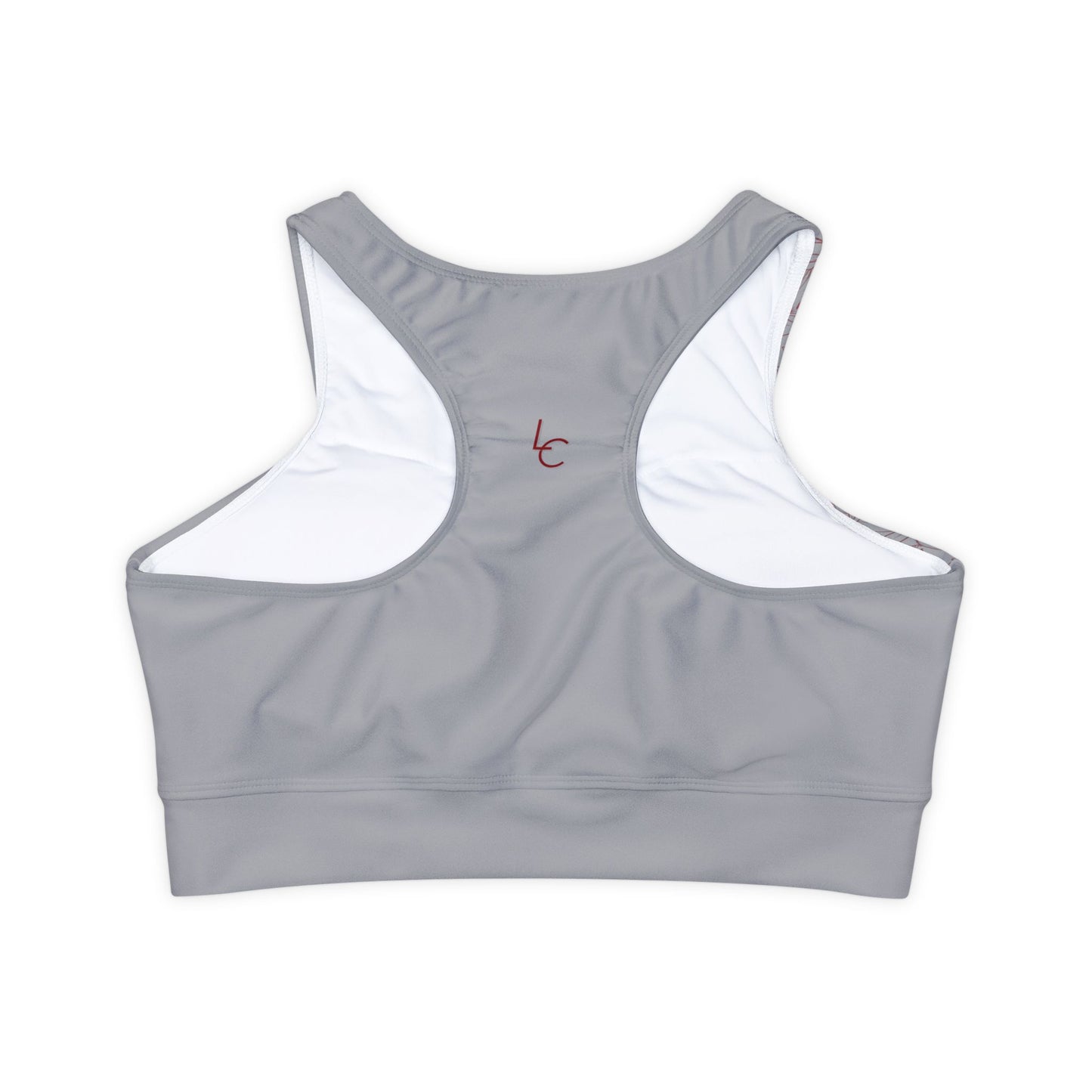Sports Bra Fully Lined Padded Sports Bra Support Bra Red Flower/Gray