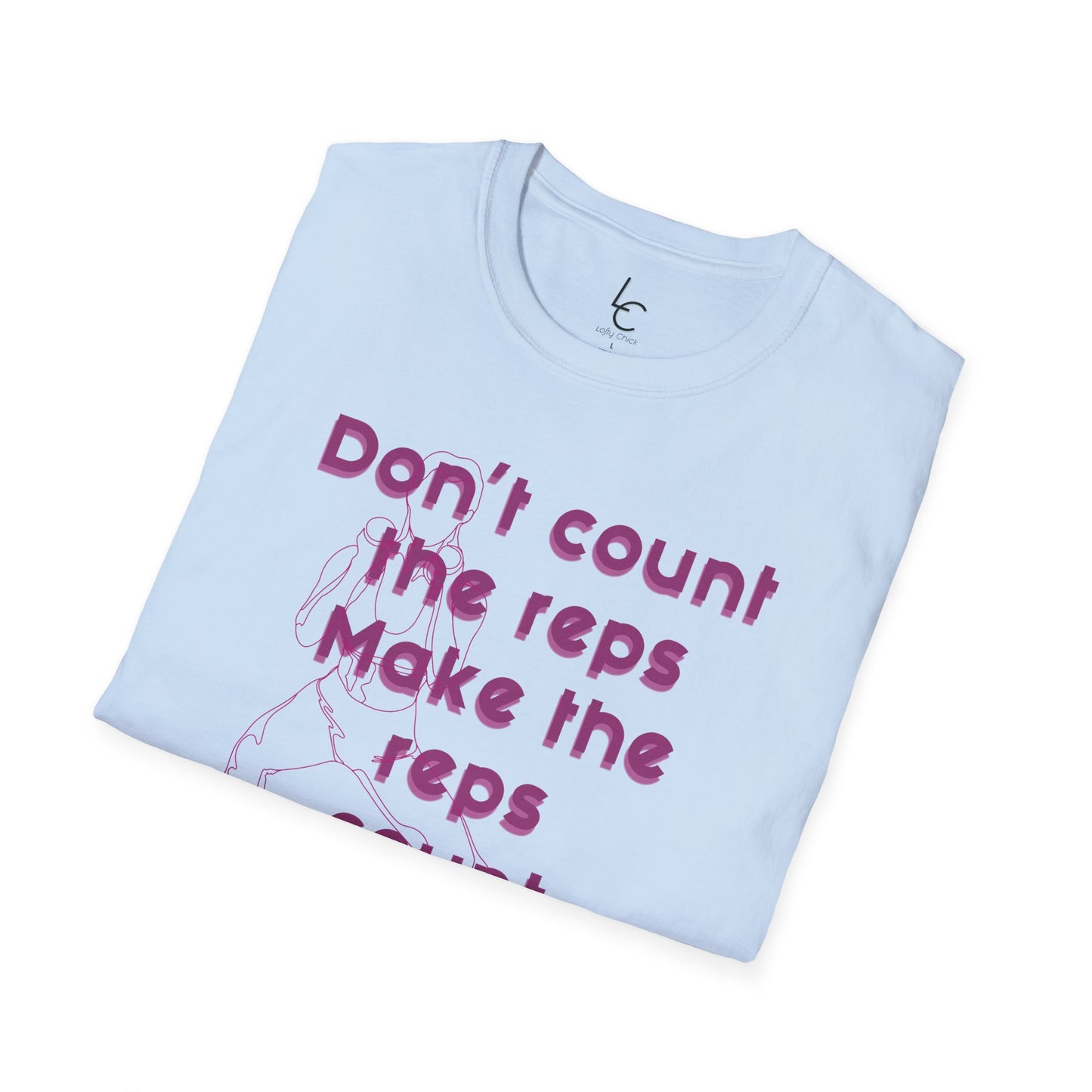 Graphic T-Shirt 'Don't count the reps Make the reps count' in Pink
