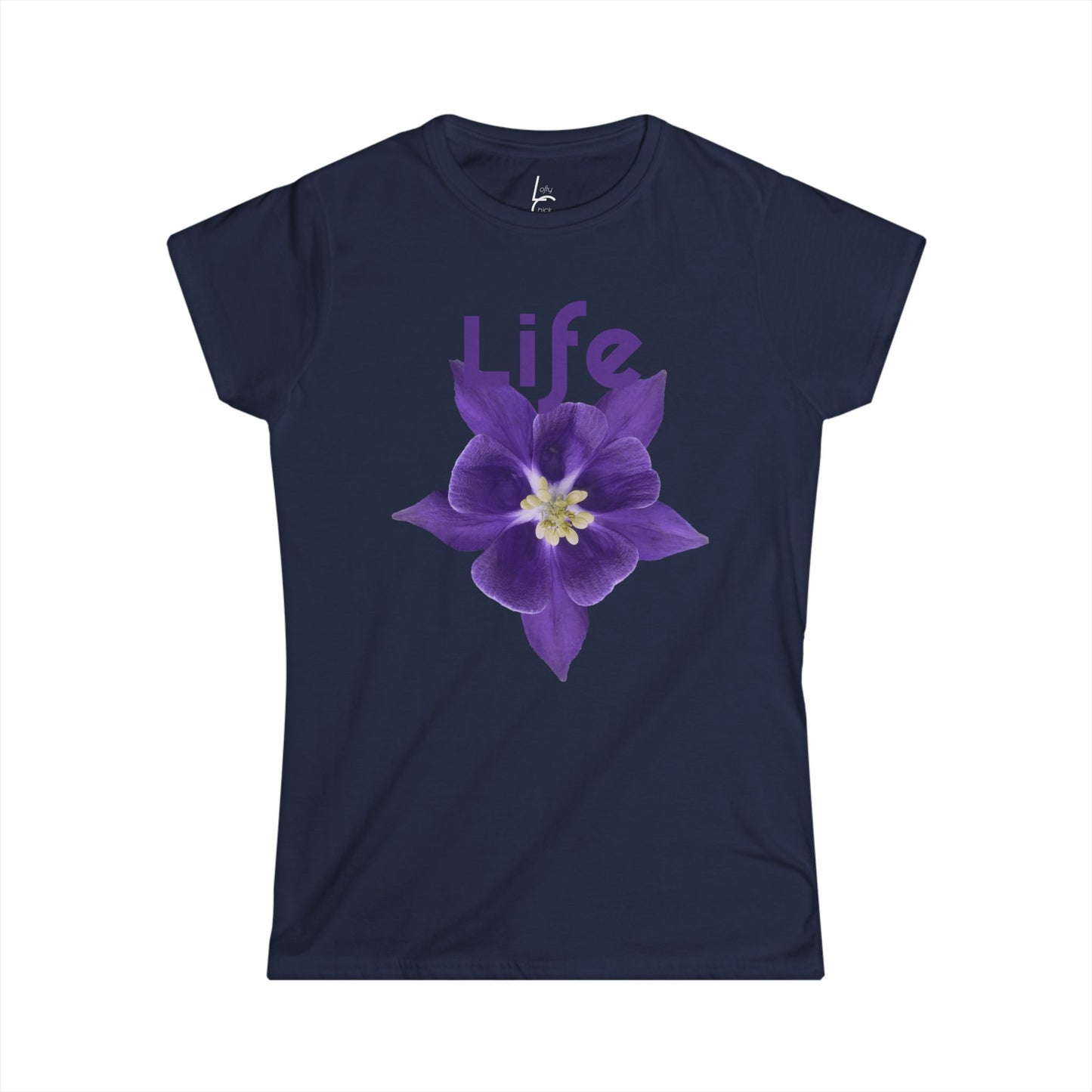 Comfort Fit Tee Garden Design Purple Flower Cotton T-shirt Florial Graphic Tee