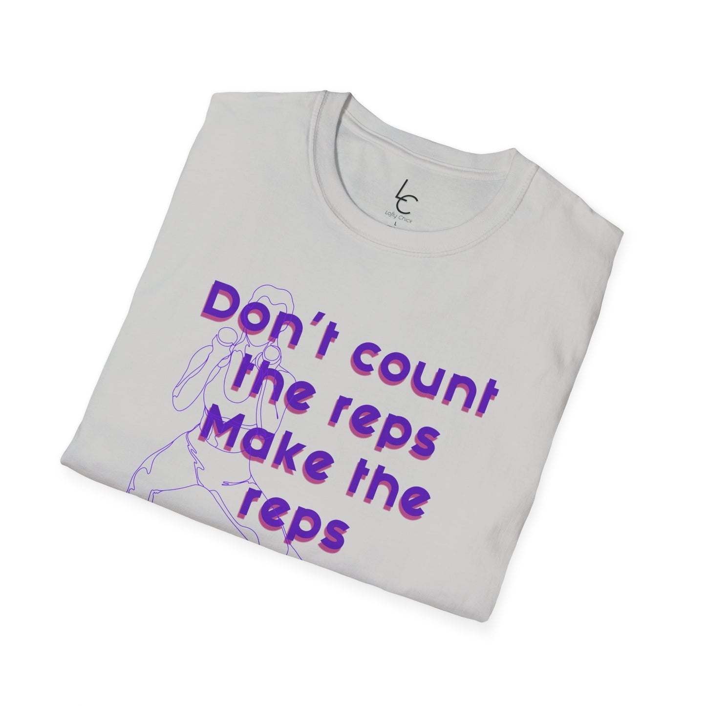 Graphic T-Shirt 'Don't count the reps Make the reps count' in Purple