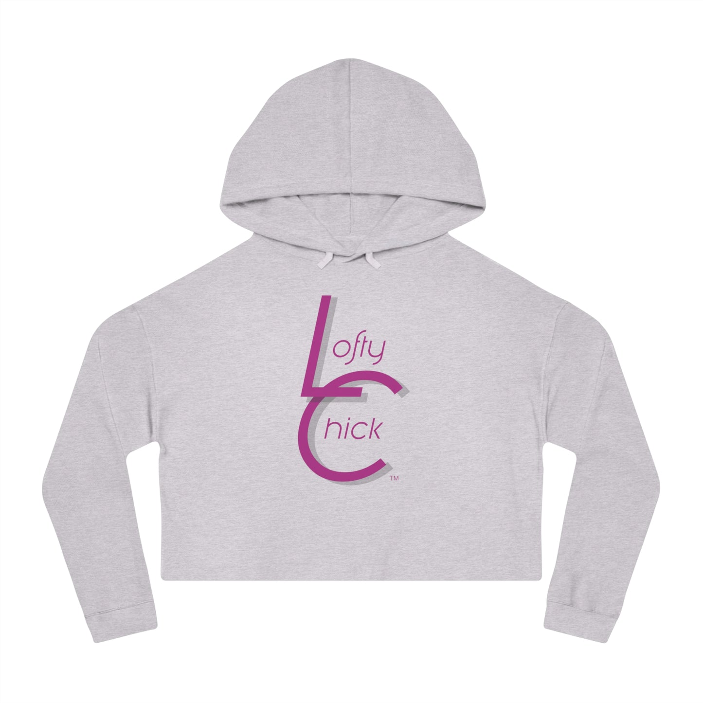 Cropped Hooded Sweatshirt With Lofty Chick Logo on Front Cropped Hoodie Active Wear Pink