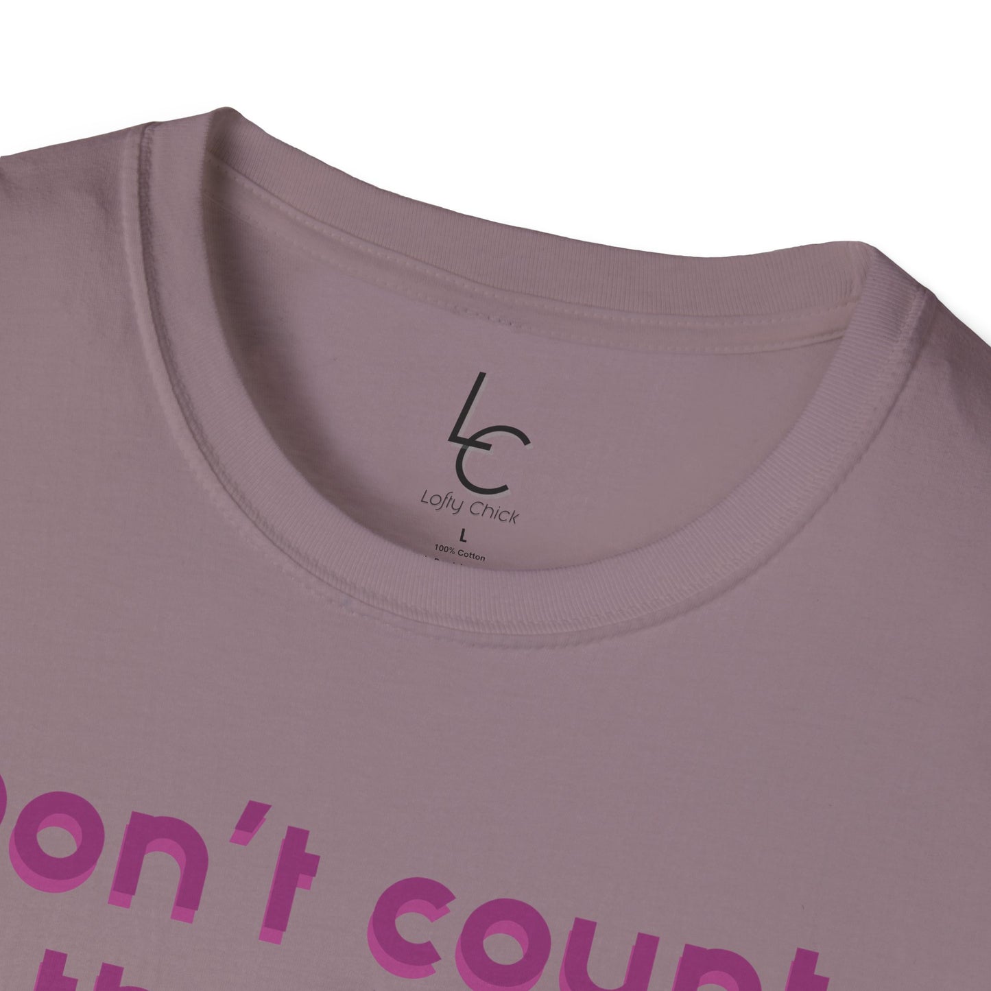 Graphic T-Shirt 'Don't count the reps Make the reps count' in Pink Weights