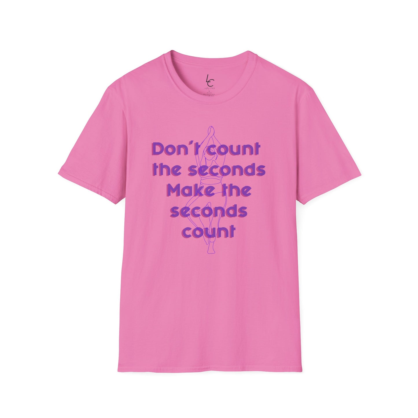 Graphic T-Shirt 'Don't count the seconds Make the seconds count' in Purple Yoga
