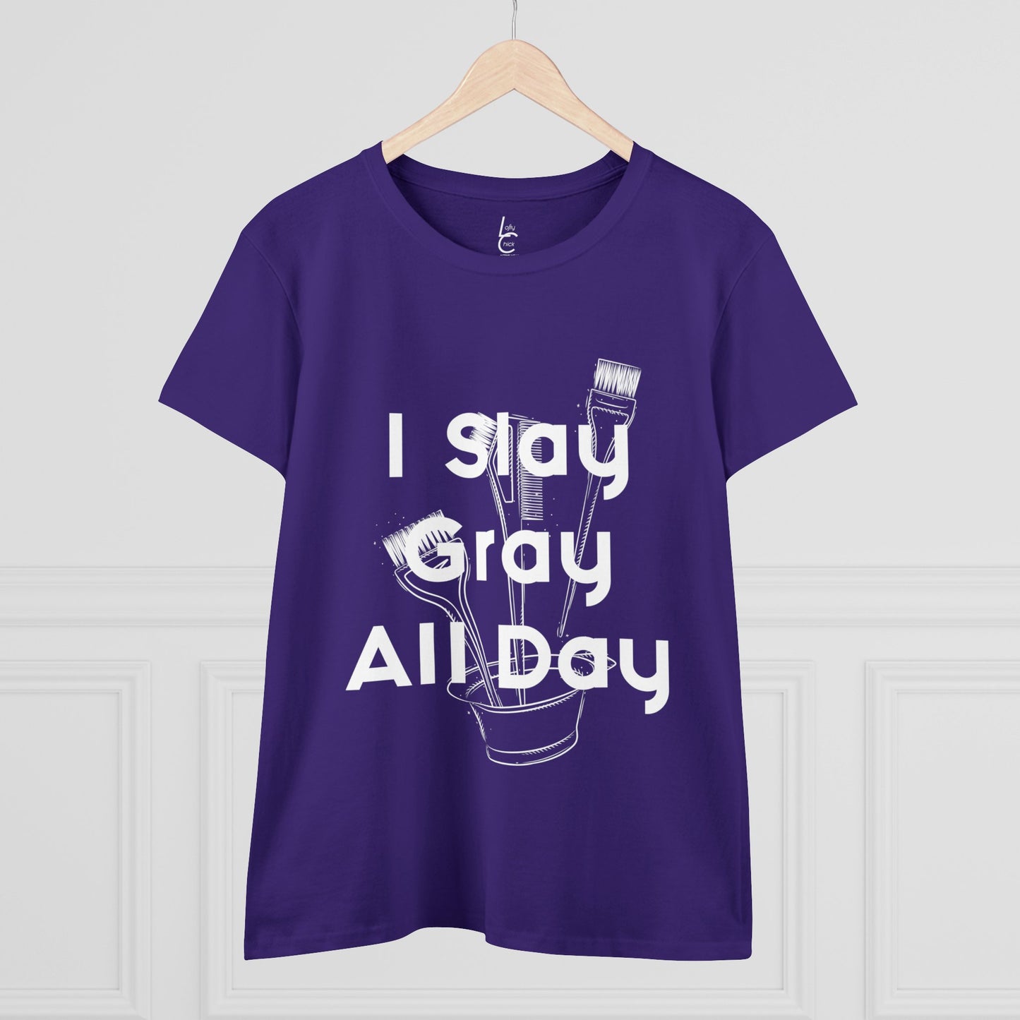 Cotton Graphic Tee For Hairstylist I Slay Gray All Day Cotton Tee White Text Tee Shirt Cotton Tee Gift For Hairstyist Fashion Tee