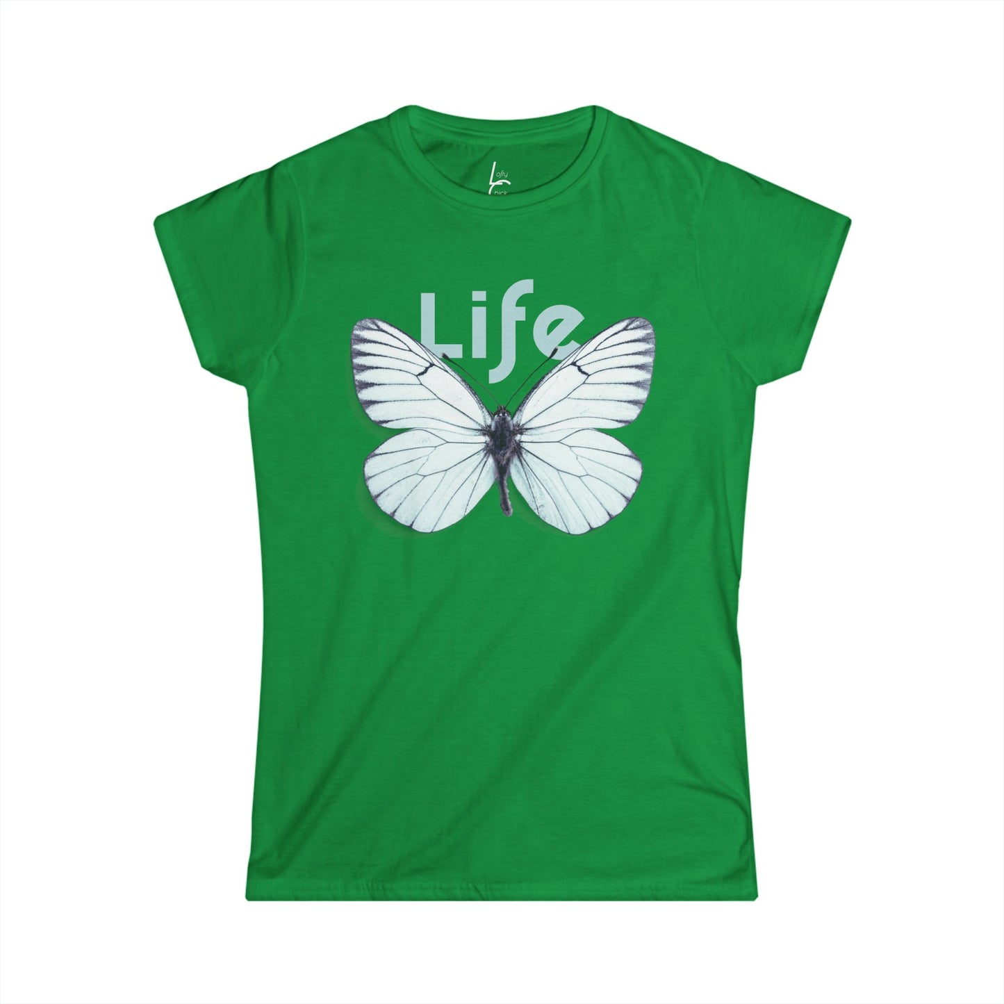 Comfort Fit Tee Garden Design White Butterfly Cotton Tee Fitted T-shirt Soft Tee Woman's T-shirt