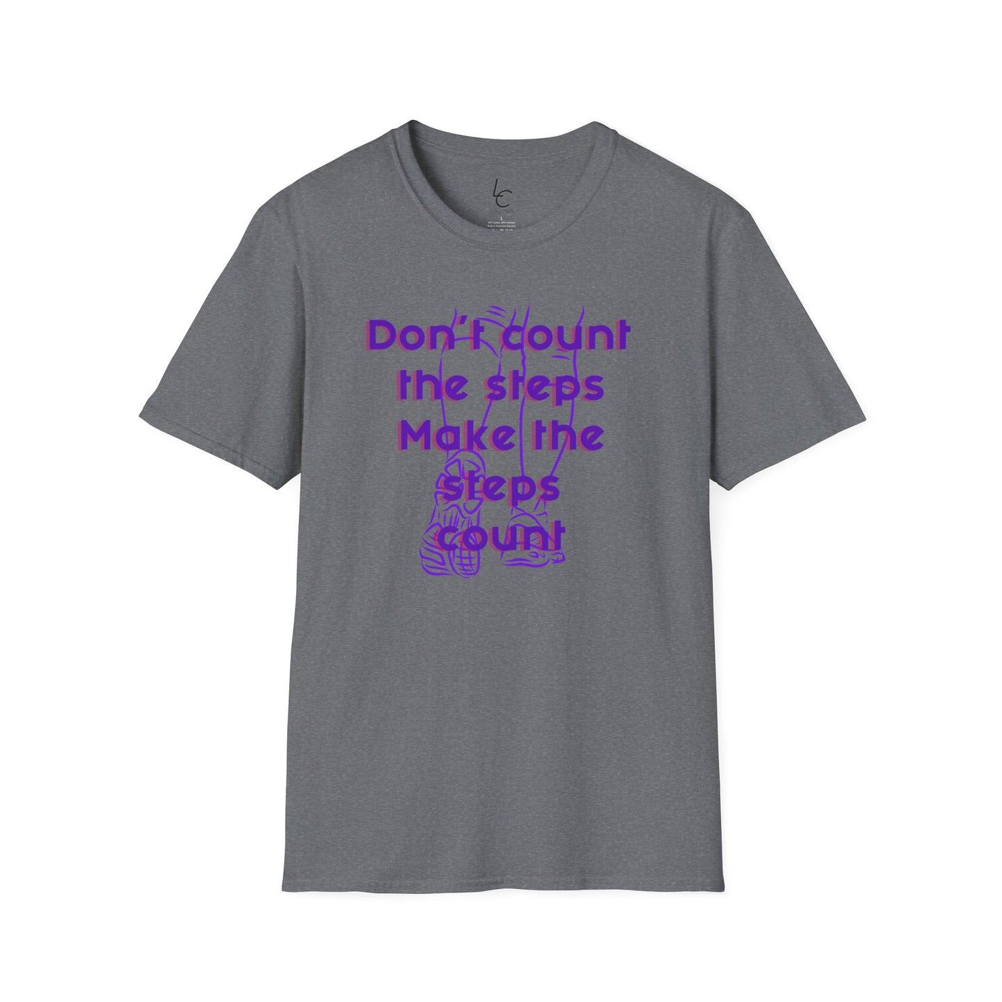 Graphic T-Shirt 'Don't count the steps Make the steps count' in Purple Sneakers