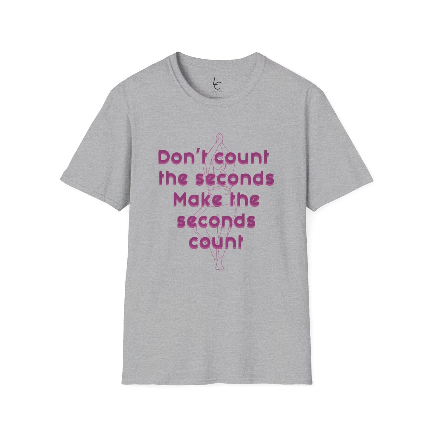 Graphic T-Shirt 'Don't count the seconds Make the seconds count' in Pink Yoga