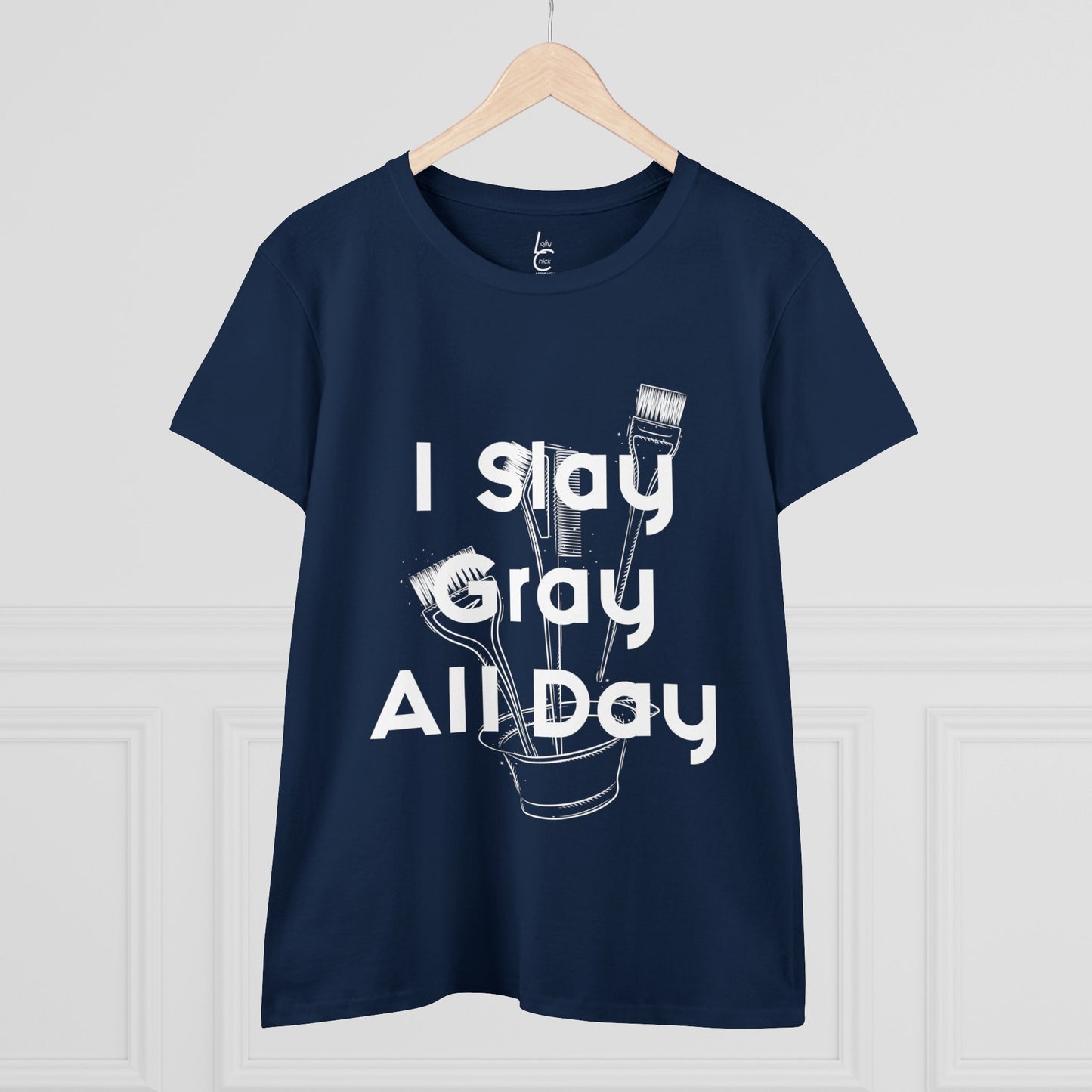 Cotton Graphic Tee For Hairstylist I Slay Gray All Day Cotton Tee White Text Tee Shirt Cotton Tee Gift For Hairstyist Fashion Tee
