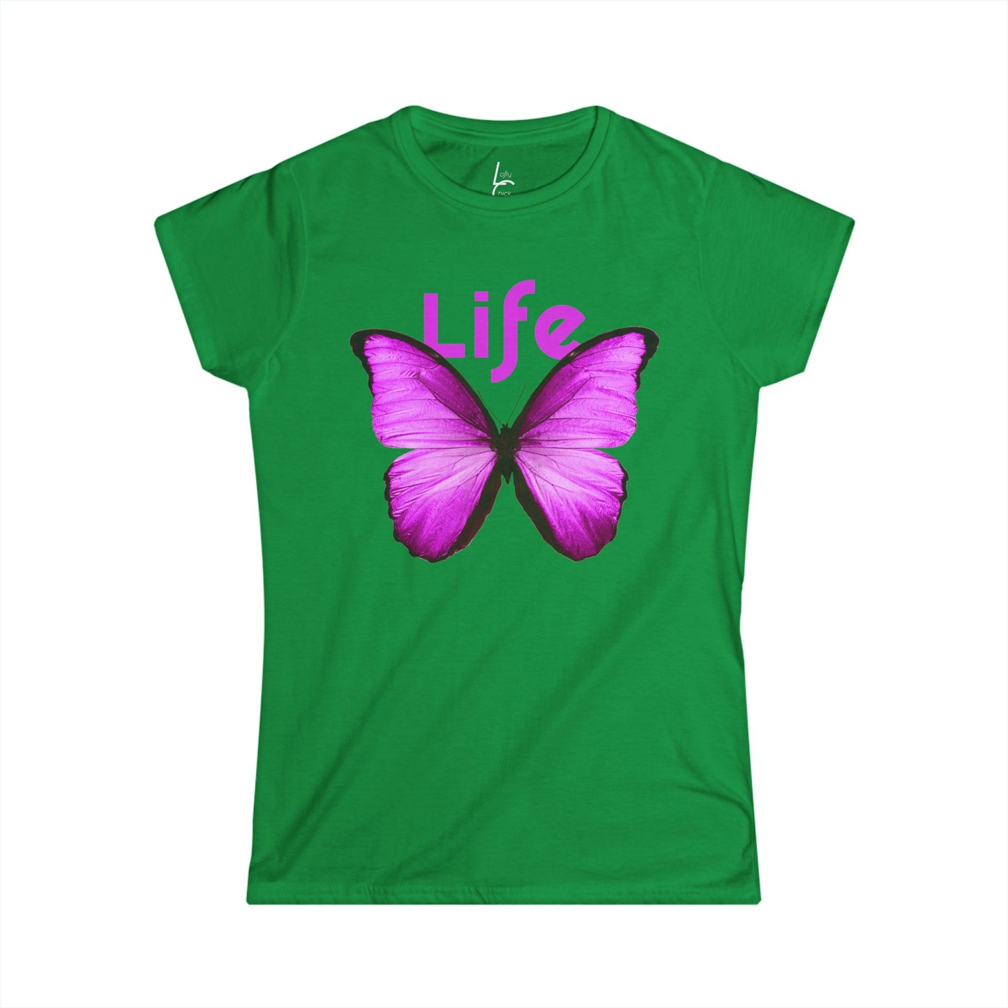 Comfort Fit Tee Garden Design Purple Butterfly Cotton Tee Fitted T-shirt Soft Tee Woman's T-shirt
