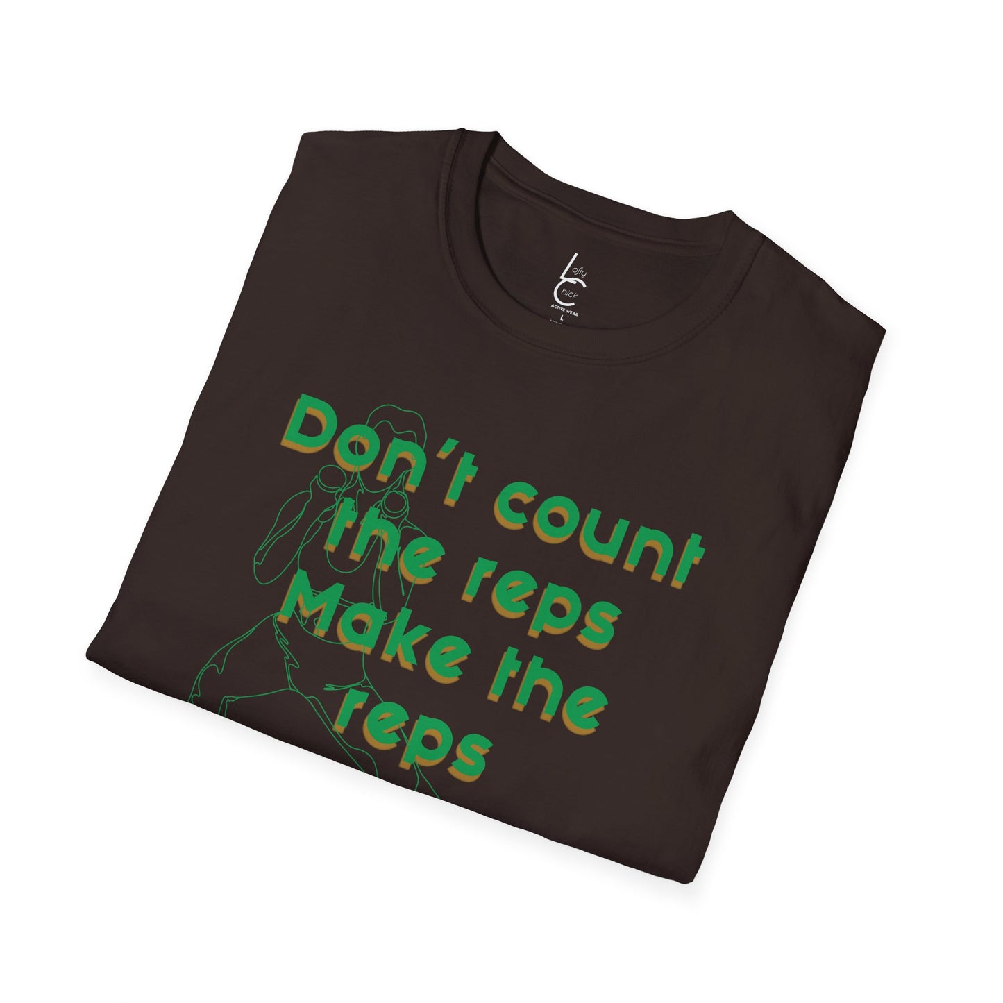 Graphic T-Shirt 'Don't count the reps Make the reps count' in Green