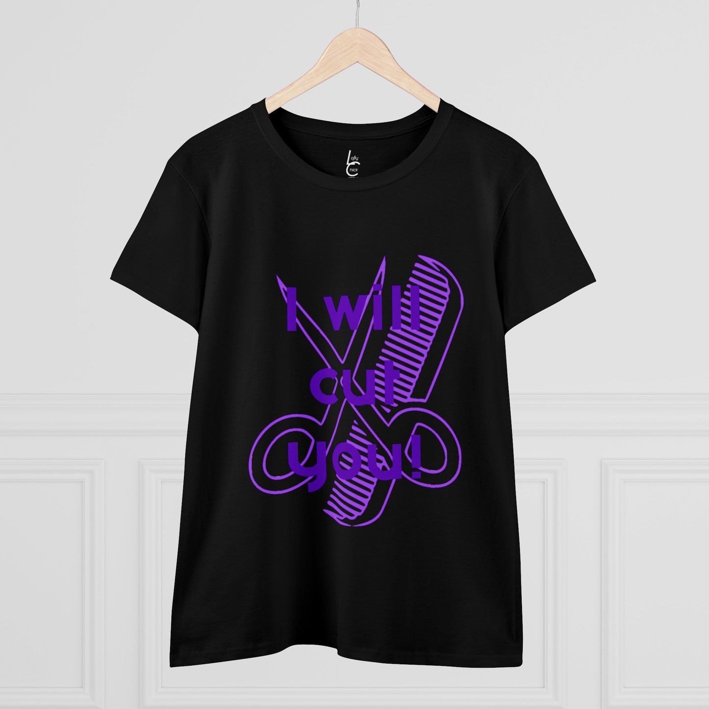 Comfy Cotton Graphic Tee for Hairstylist I Will Cut You Cotton Tee PurpleText Tee Shirt Cotton Tee T-shirt for Woman