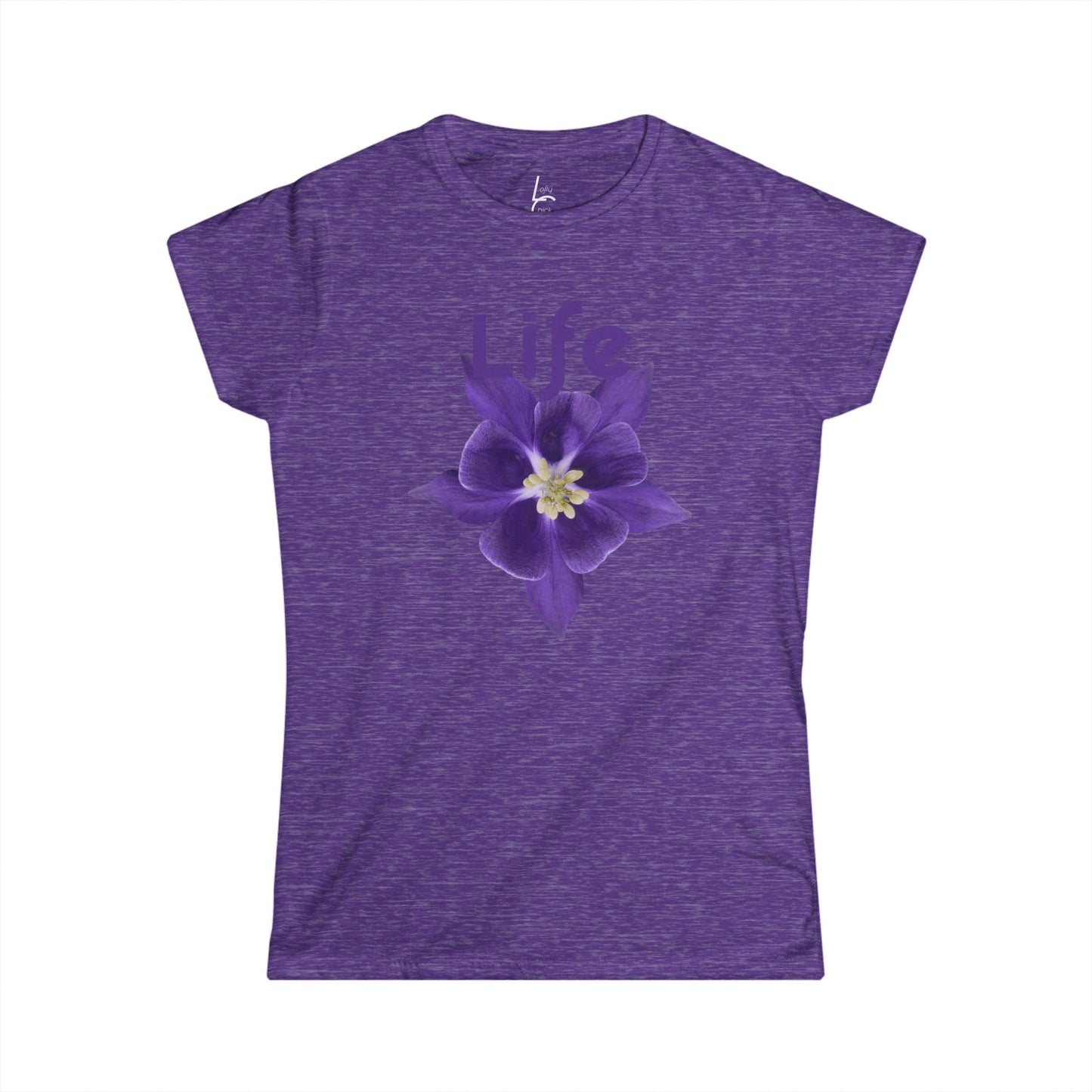 Comfort Fit Tee Garden Design Purple Flower Cotton T-shirt Florial Graphic Tee
