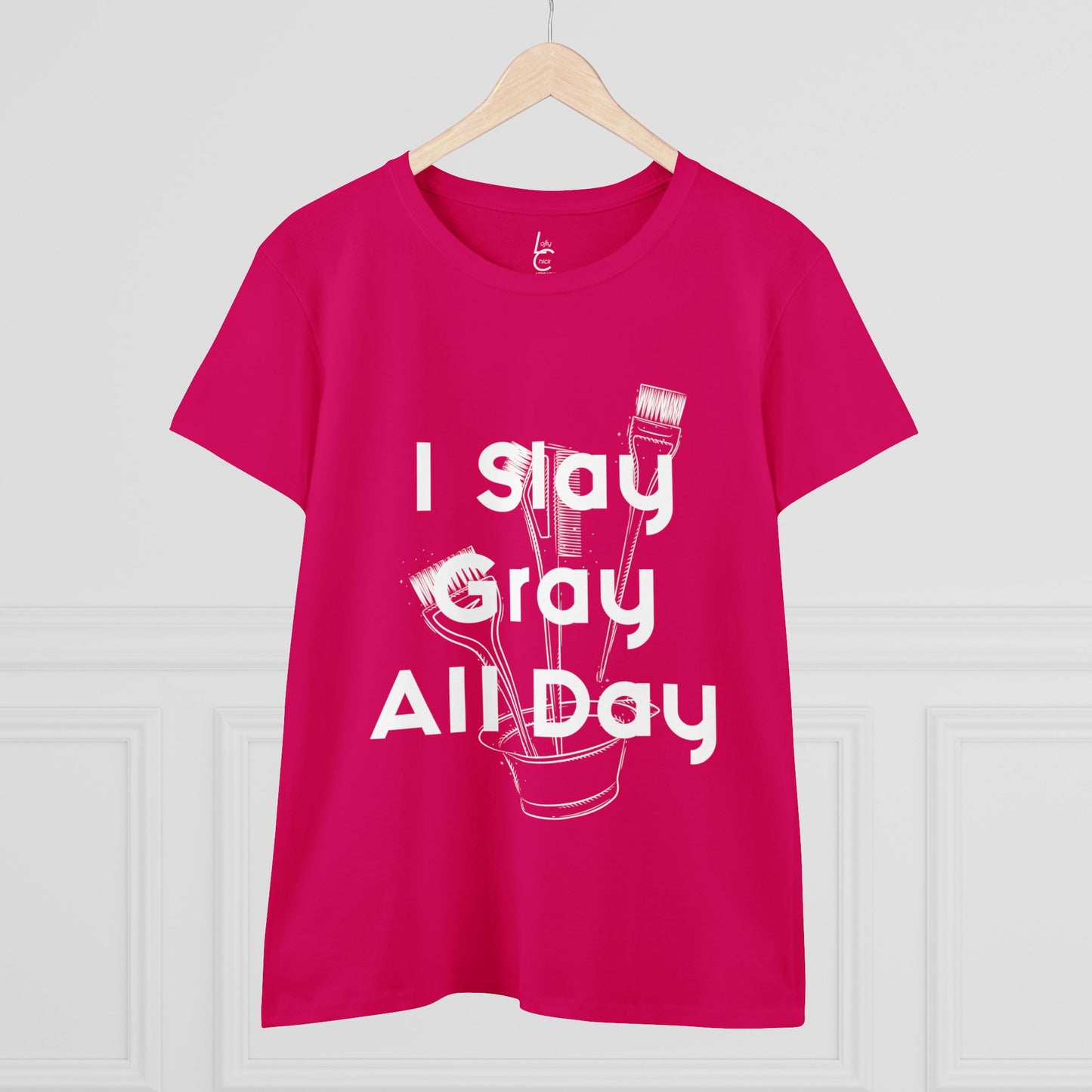 Cotton Graphic Tee For Hairstylist I Slay Gray All Day Cotton Tee White Text Tee Shirt Cotton Tee Gift For Hairstyist Fashion Tee