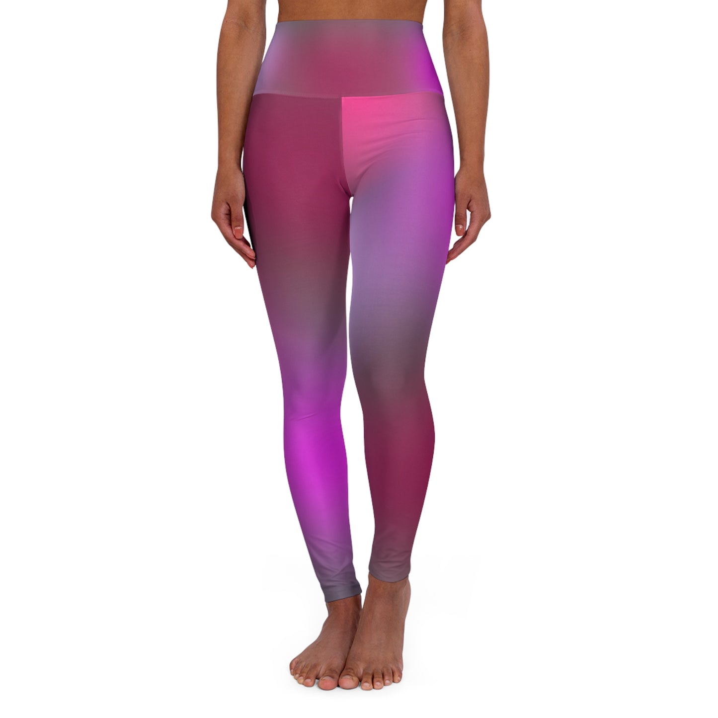 High Waisted Workout Leggings for Woman Pink/Purple Geo Disk/Gray