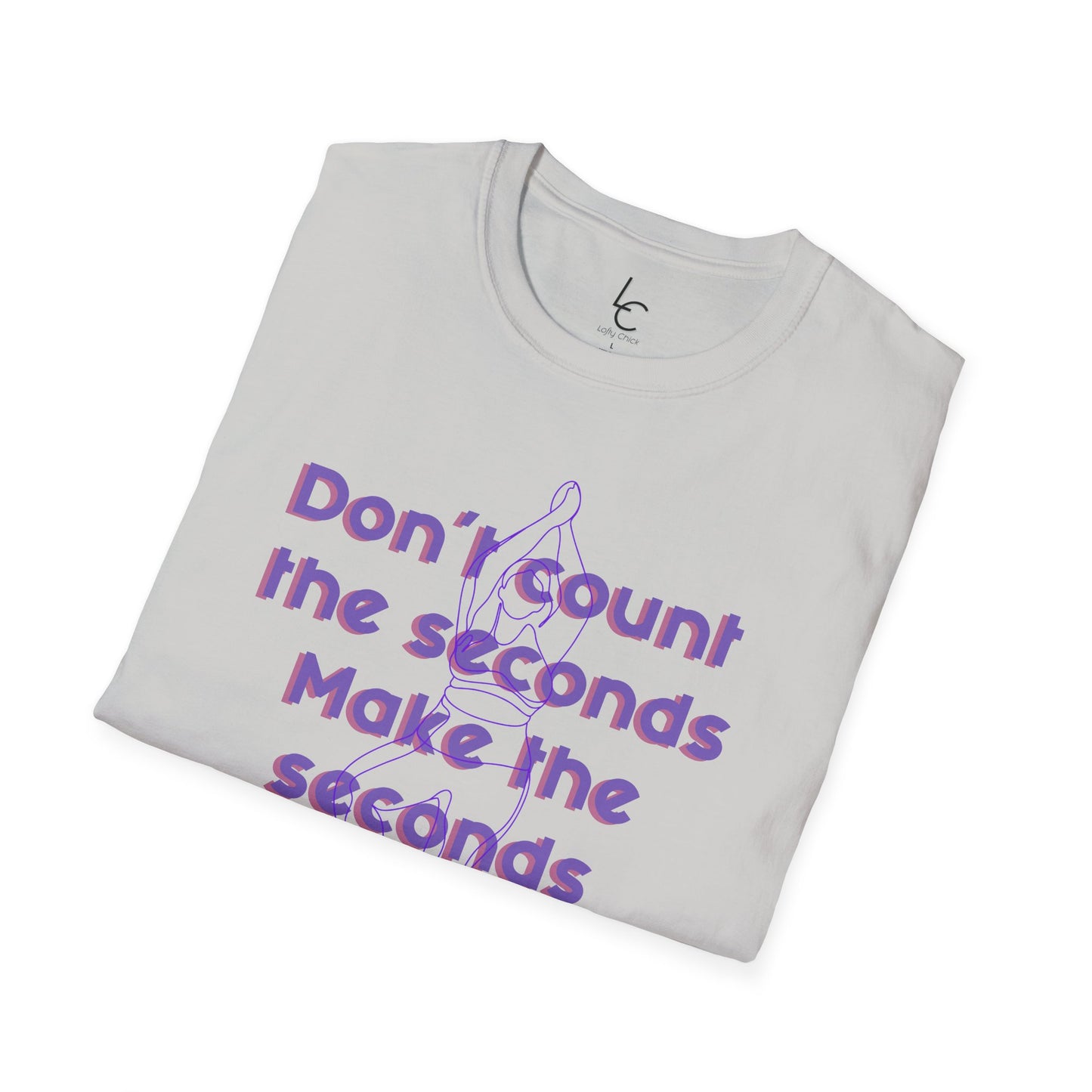 Graphic T-Shirt 'Don't count the seconds Make the seconds count' in Purple Yoga