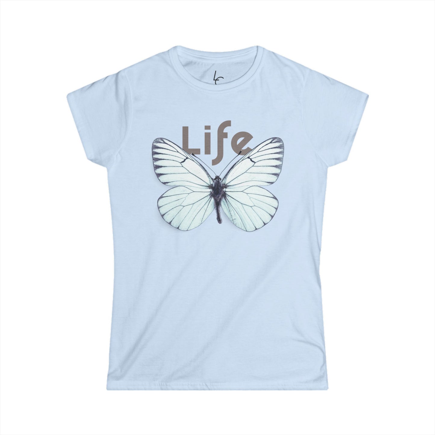 Comfort Fit Tee Garden Design White Butterfly Cotton Tee Fitted T-shirt Soft Tee Woman's T-shirt
