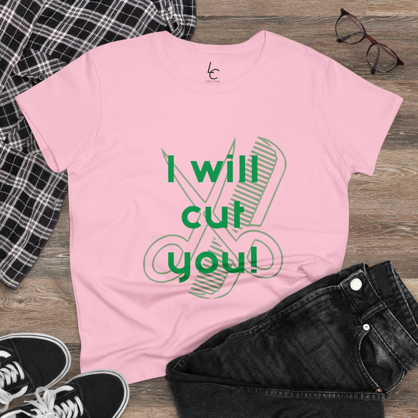 Comfy Cotton Graphic Tee I Will Cut You for Hairstylist Cotton Tee Green Text Hairstylist T-shirt Tee Shirt Cotton Tee Cotton T-shirt