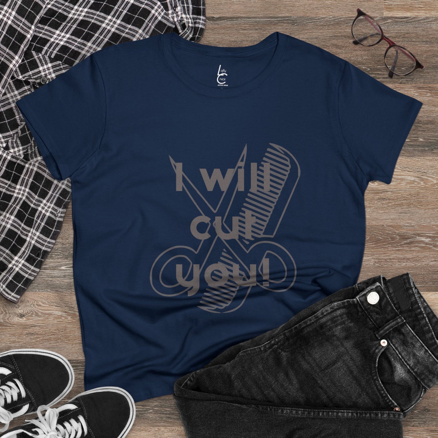Comfy Cotton Graphic Tee For Hairstylist I Will Cut You Hairstylist Cotton Tee Gray Text Tee Shirt Cotton Tee Cotton T-shirt