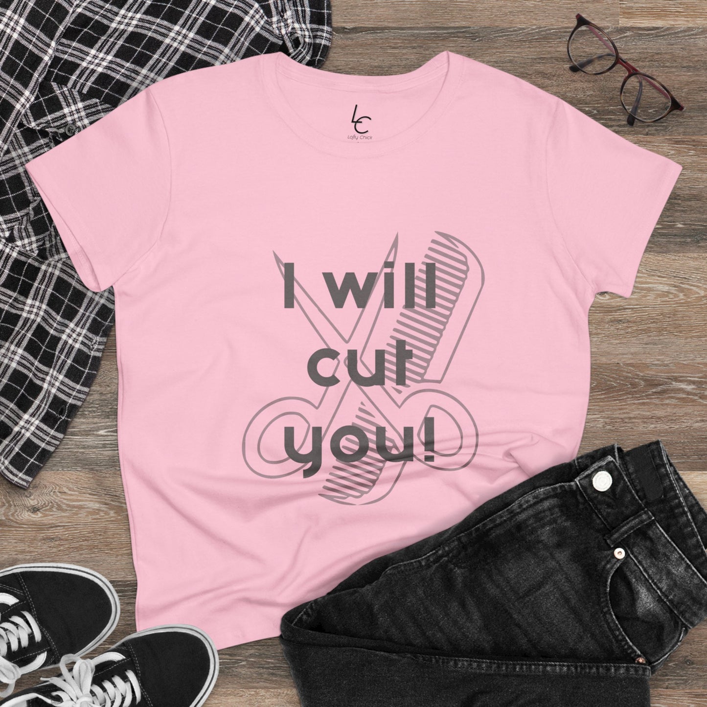 Comfy Cotton Graphic Tee For Hairstylist I Will Cut You Hairstylist Cotton Tee Gray Text Tee Shirt Cotton Tee Cotton T-shirt