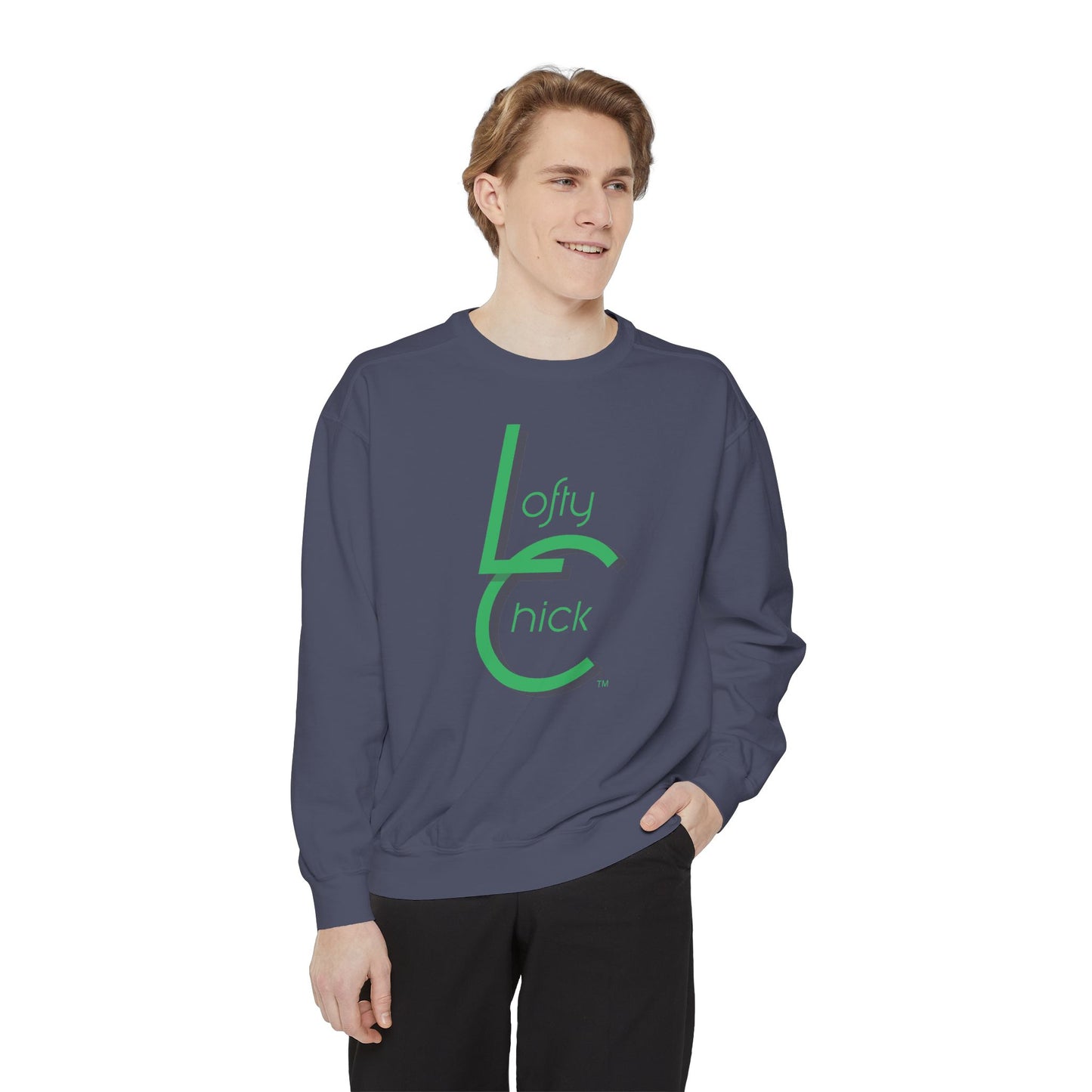 Soft Relaxed Fit Sweatshirt With Lofty Chick 2001 Logo Green