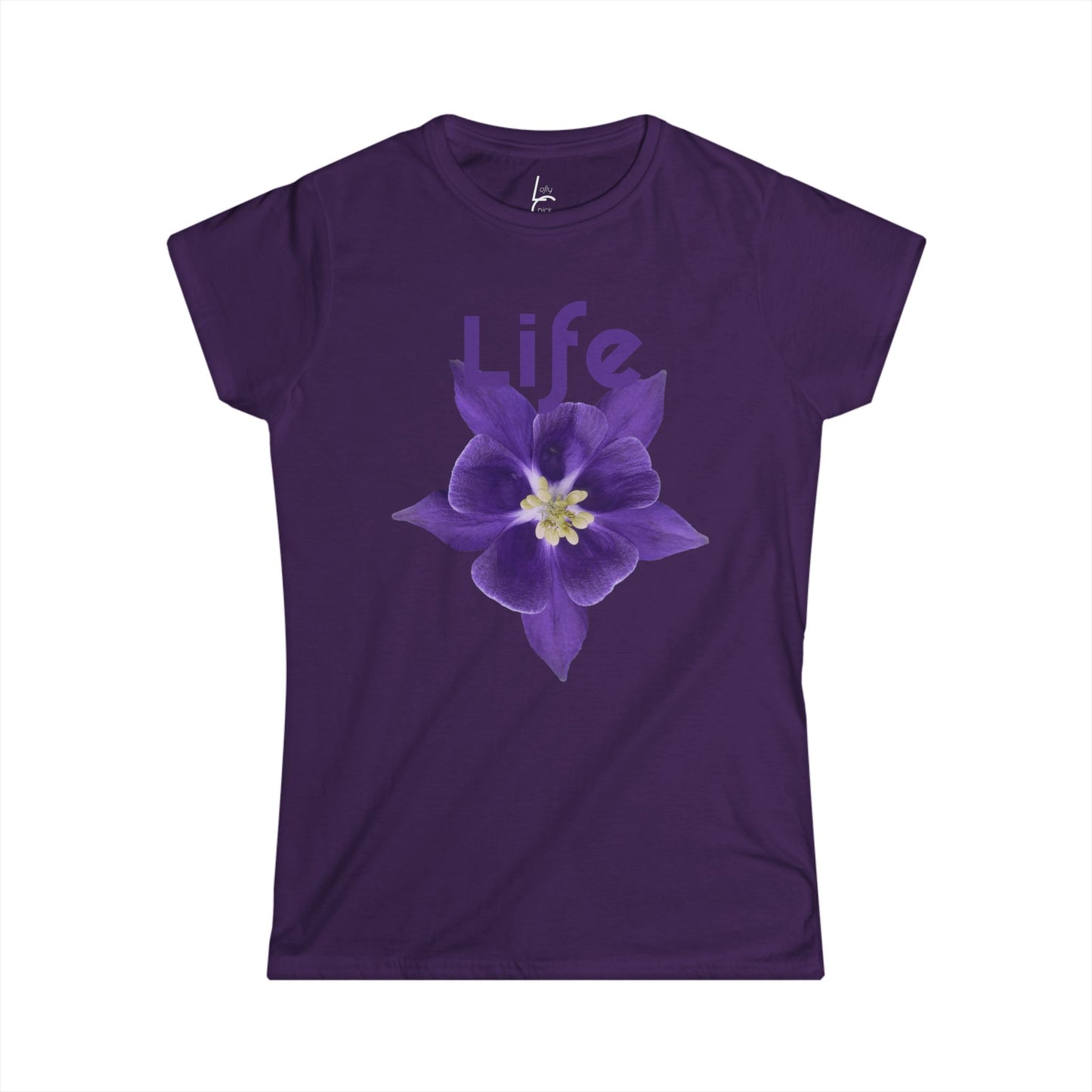 Comfort Fit Tee Garden Design Purple Flower Cotton T-shirt Florial Graphic Tee