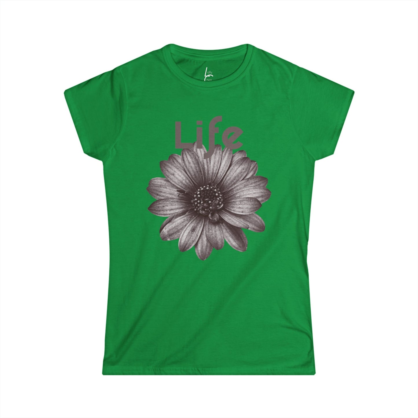 Comfort Fit Tee Garden Design Black and White Flower Cotton Tee Fitted T-shirt Soft Tee Woman's T-shirt
