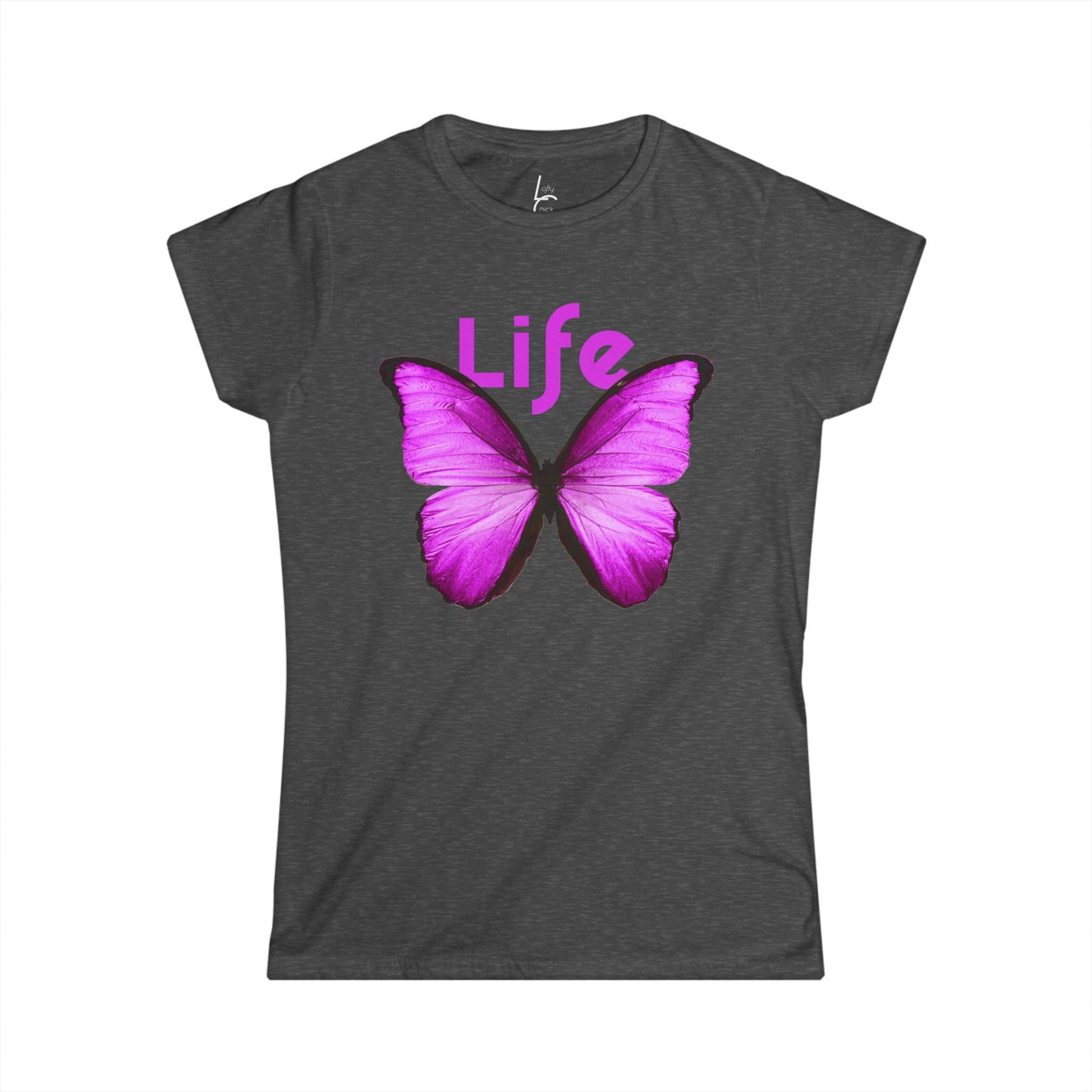 Comfort Fit Tee Garden Design Purple Butterfly Cotton Tee Fitted T-shirt Soft Tee Woman's T-shirt