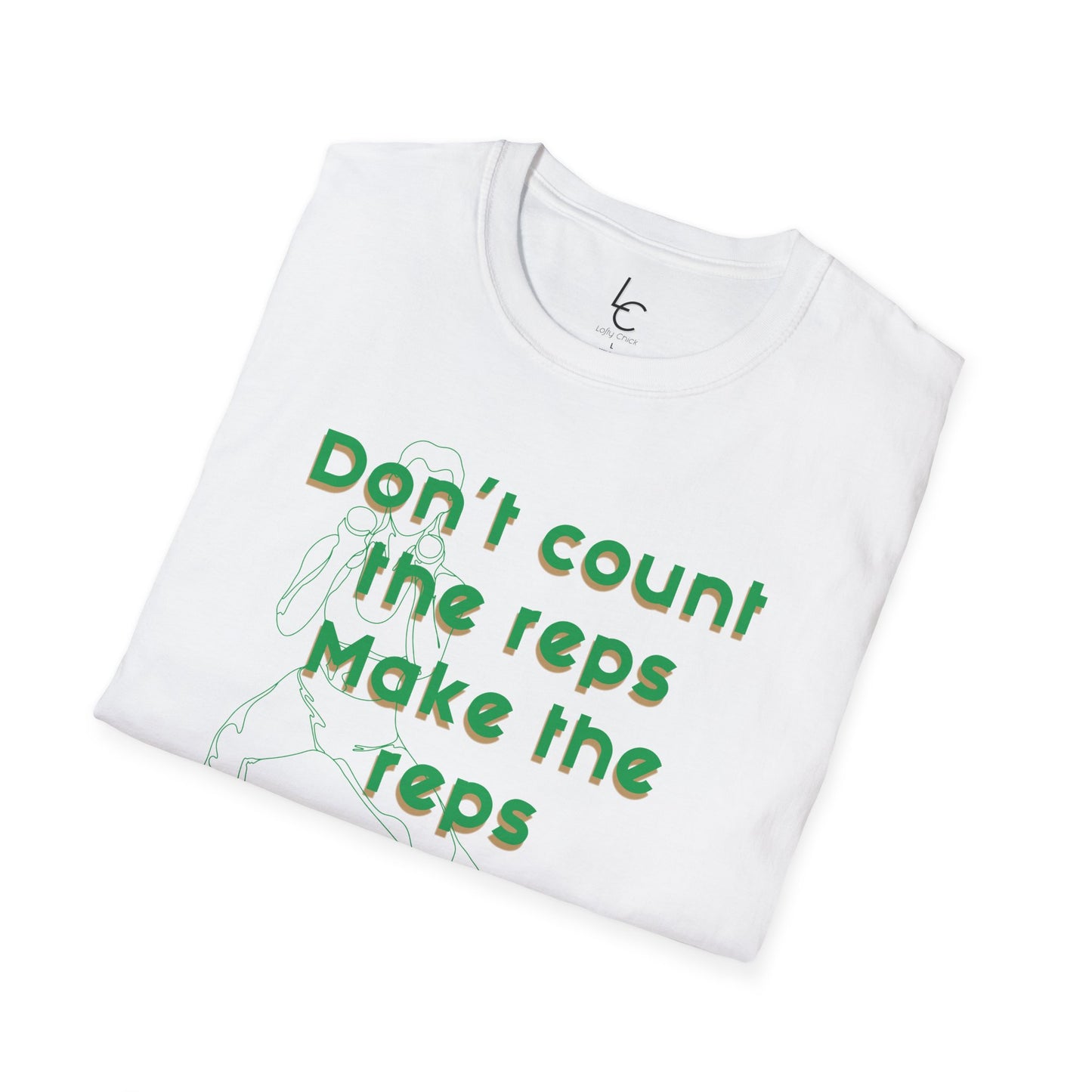 Graphic T-Shirt 'Don't count the reps Make the reps count' in Green