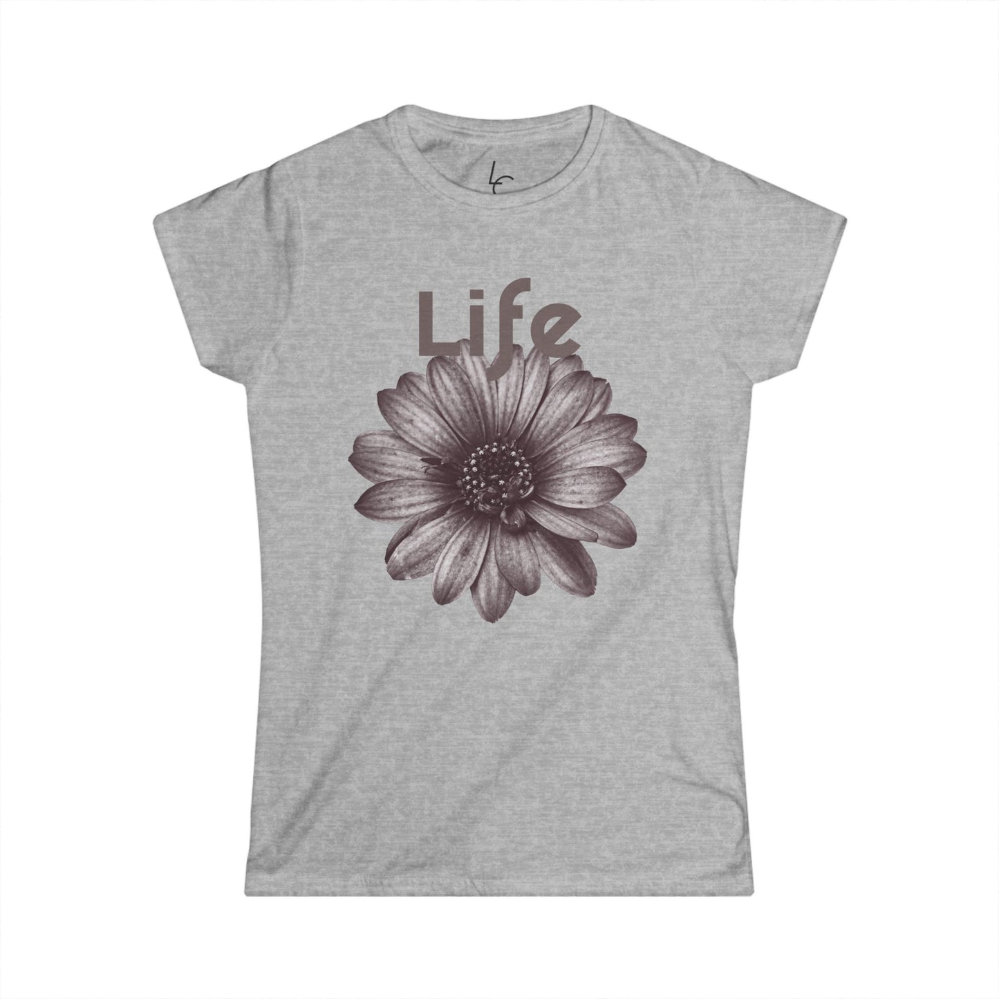 Comfort Fit Tee Garden Design Black and White Flower Cotton Tee Fitted T-shirt Soft Tee Woman's T-shirt