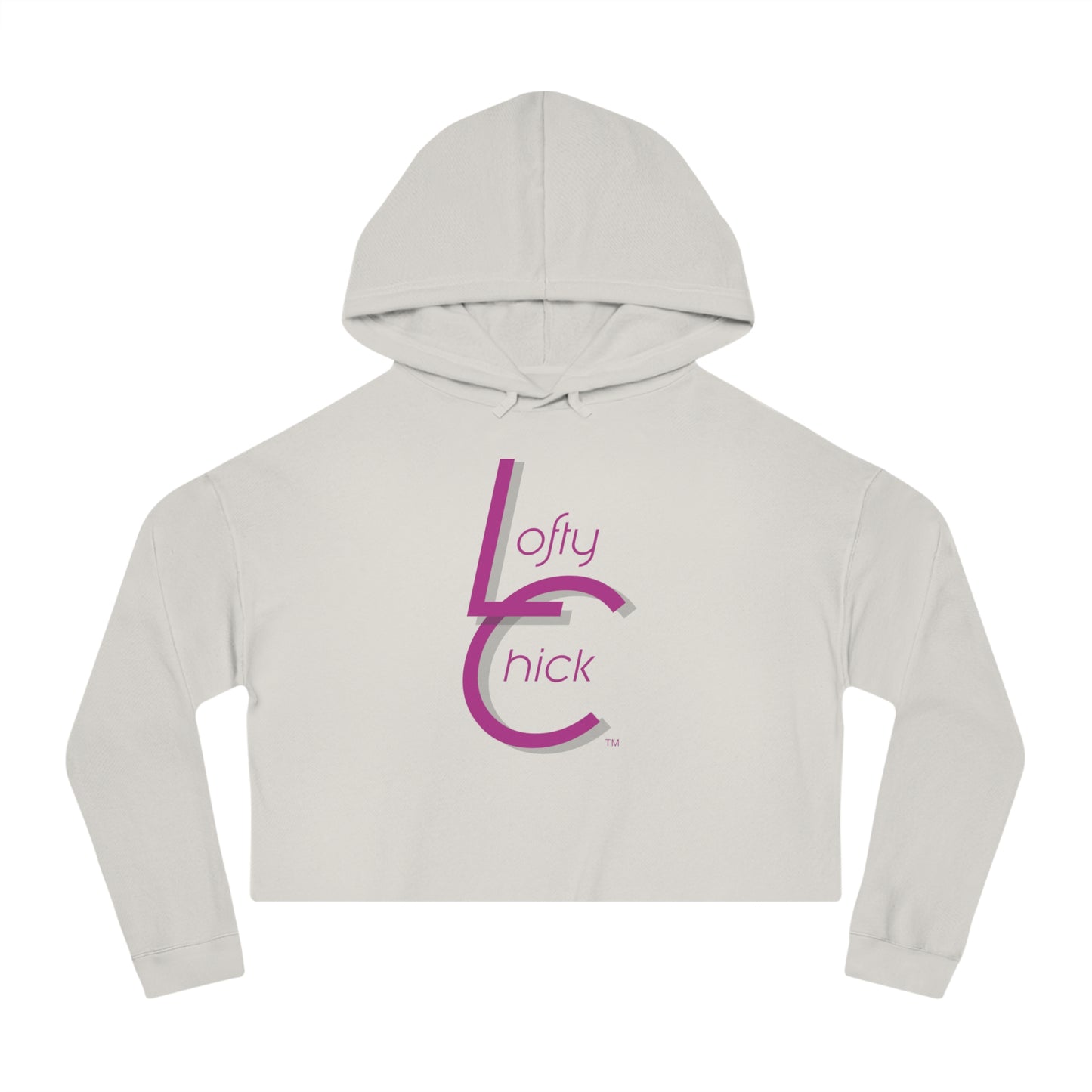 Cropped Hooded Sweatshirt With Lofty Chick Logo on Front Cropped Hoodie Active Wear Pink