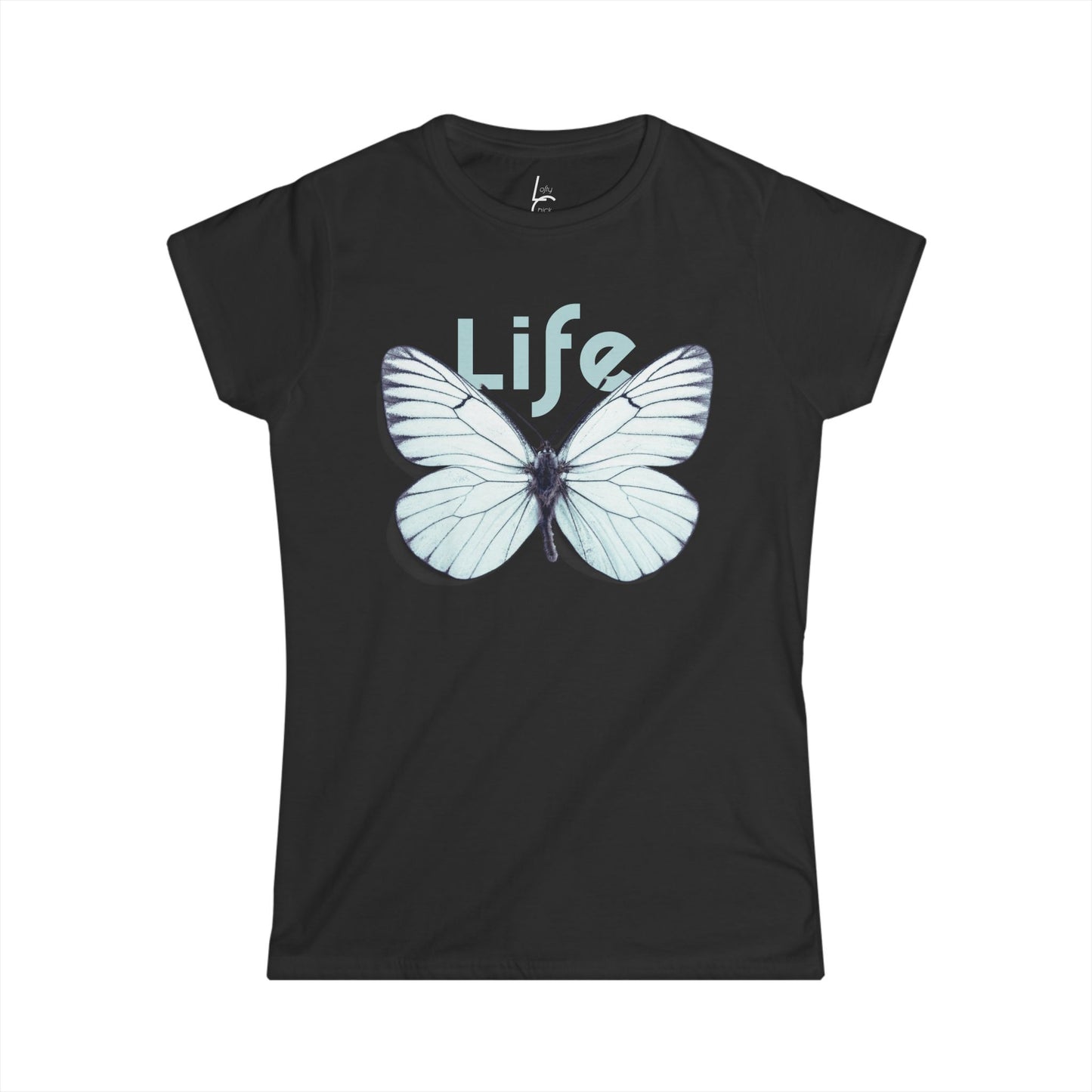 Comfort Fit Tee Garden Design White Butterfly Cotton Tee Fitted T-shirt Soft Tee Woman's T-shirt