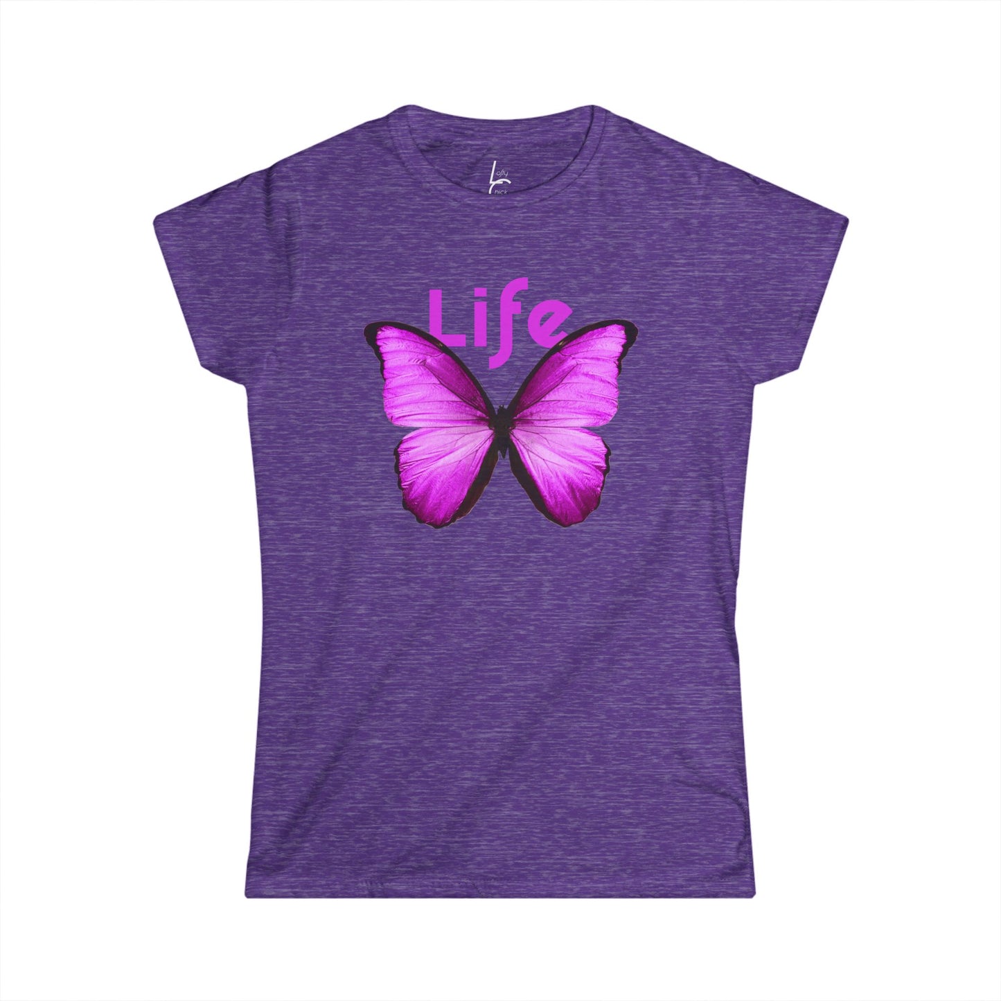 Comfort Fit Tee Garden Design Purple Butterfly Cotton Tee Fitted T-shirt Soft Tee Woman's T-shirt