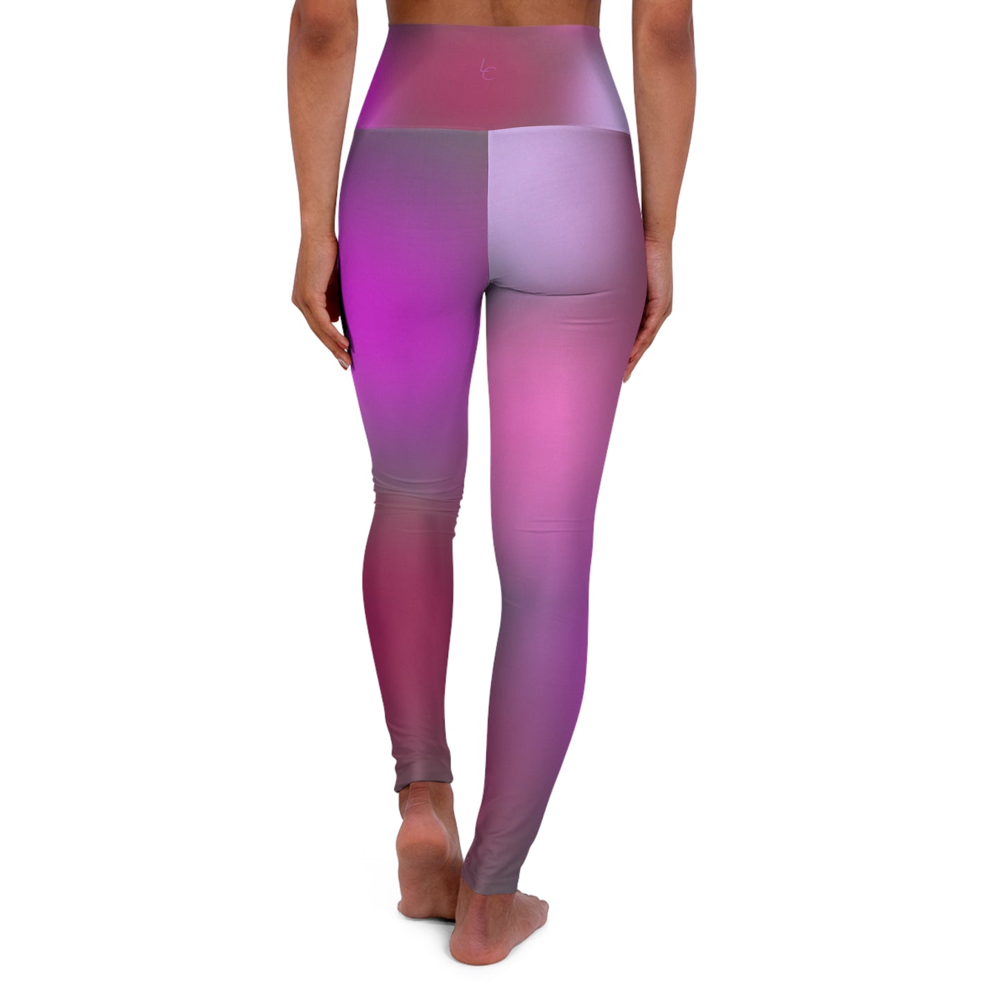 High Waisted Workout Leggings for Woman Pink/Purple Geo Disk/Gray