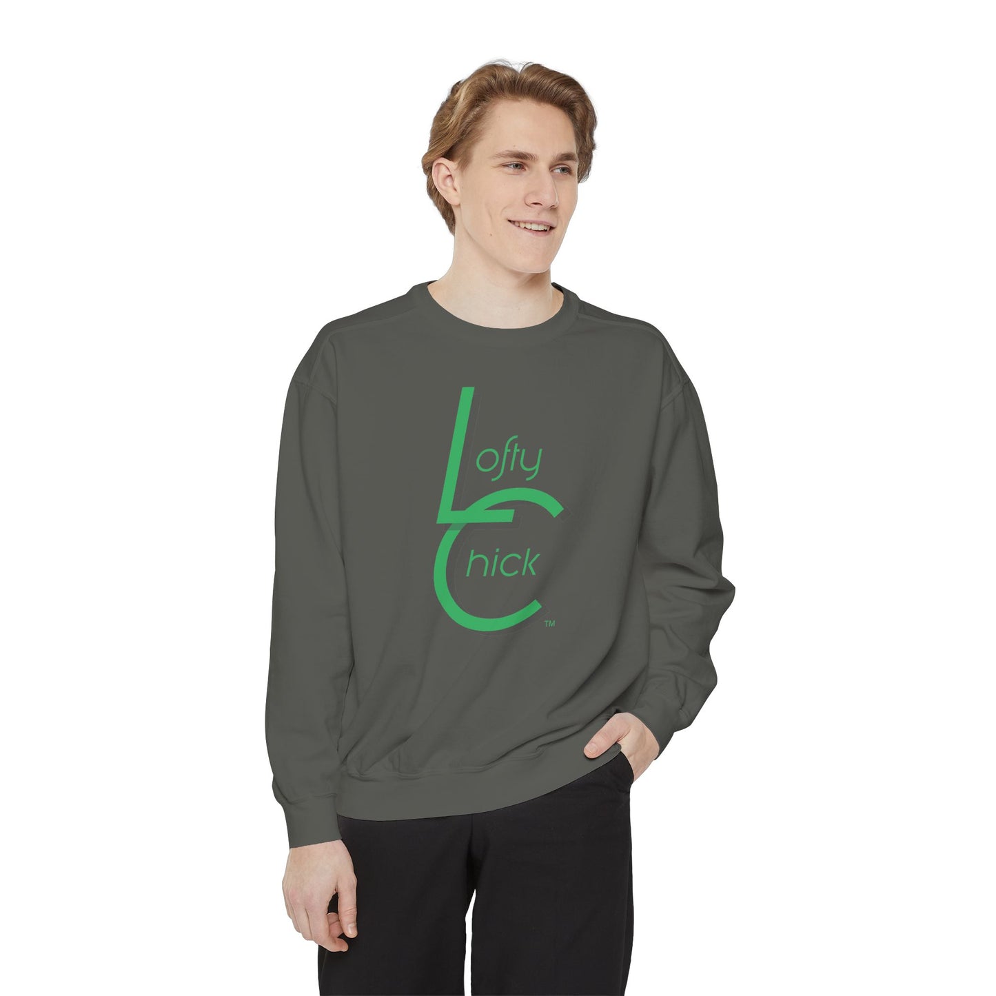 Soft Relaxed Fit Sweatshirt With Lofty Chick 2001 Logo Green