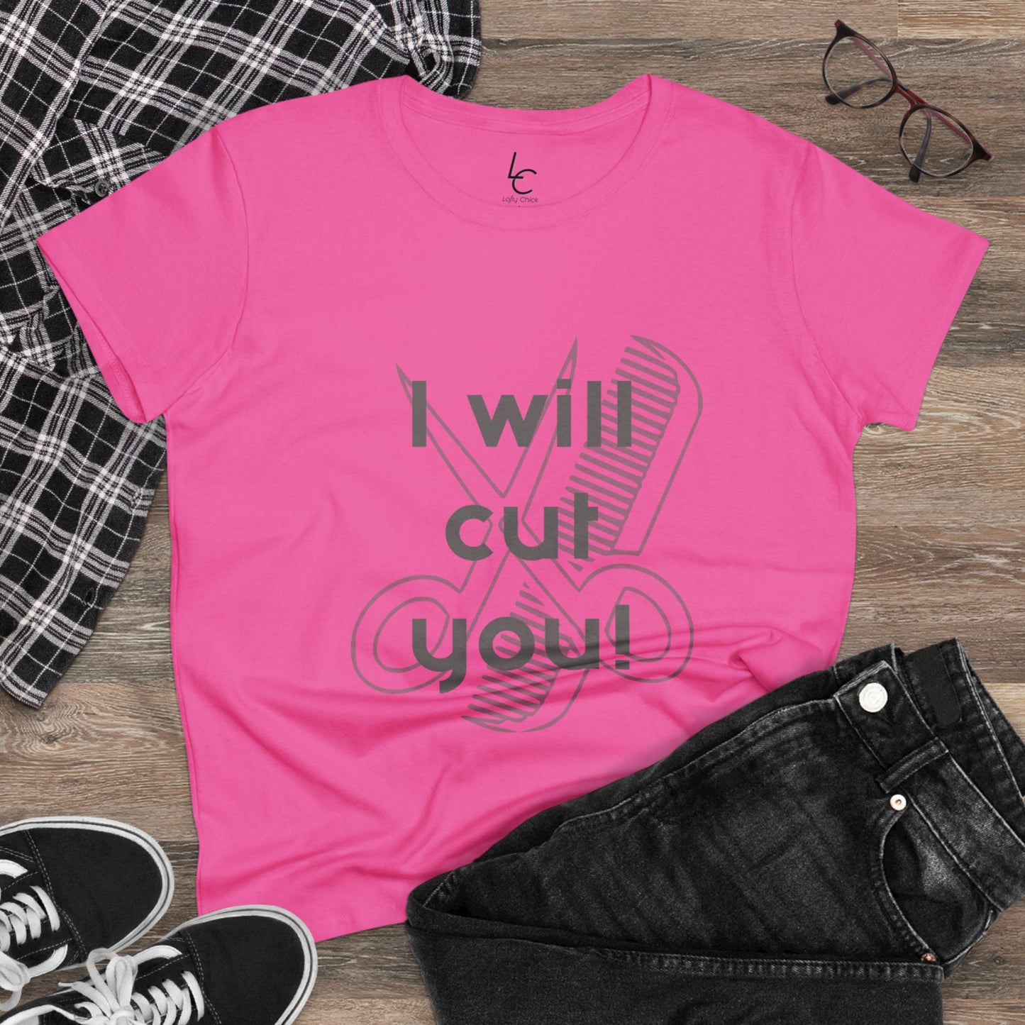 Comfy Cotton Graphic Tee For Hairstylist I Will Cut You Hairstylist Cotton Tee Gray Text Tee Shirt Cotton Tee Cotton T-shirt