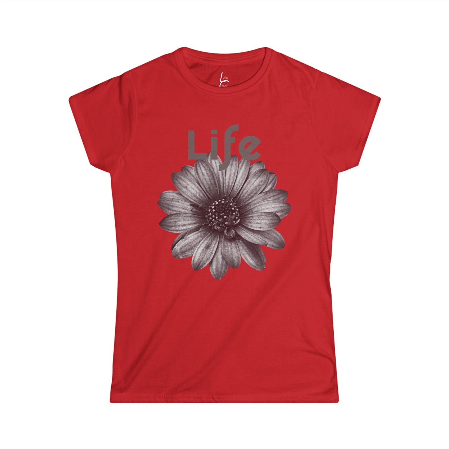Comfort Fit Tee Garden Design Black and White Flower Cotton Tee Fitted T-shirt Soft Tee Woman's T-shirt