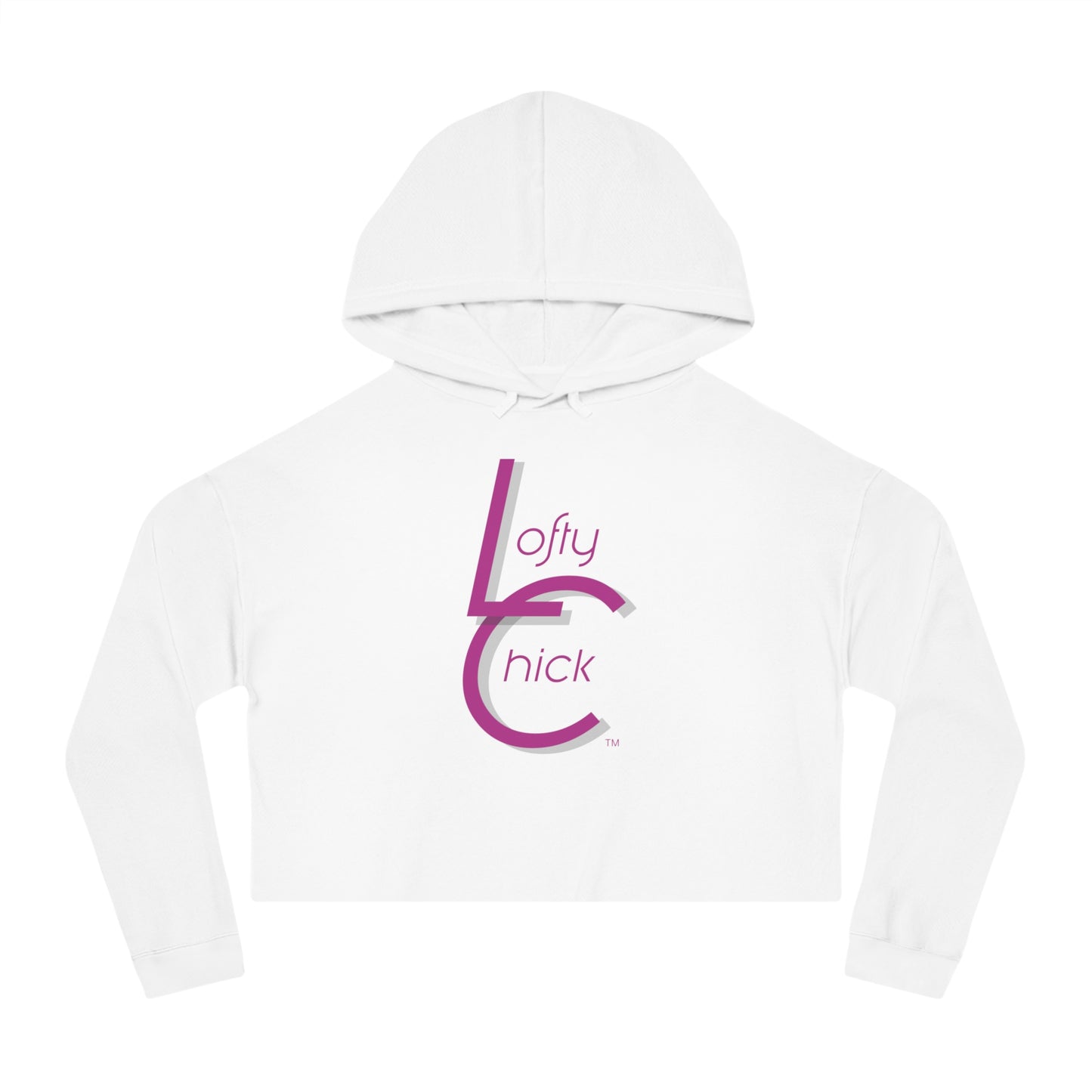 Cropped Hooded Sweatshirt With Lofty Chick Logo on Front Cropped Hoodie Active Wear Pink