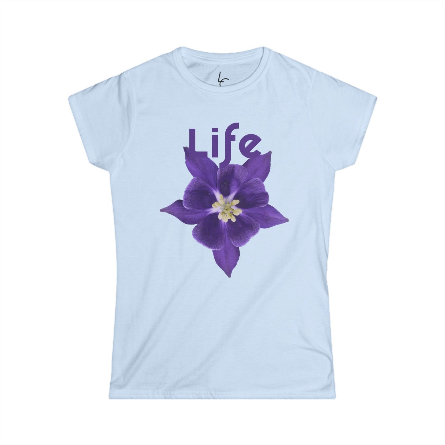 Comfort Fit Tee Garden Design Purple Flower Cotton T-shirt Florial Graphic Tee