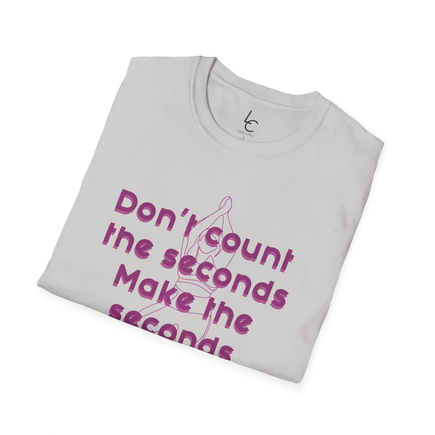 Graphic T-Shirt 'Don't count the seconds Make the seconds count' in Pink Yoga