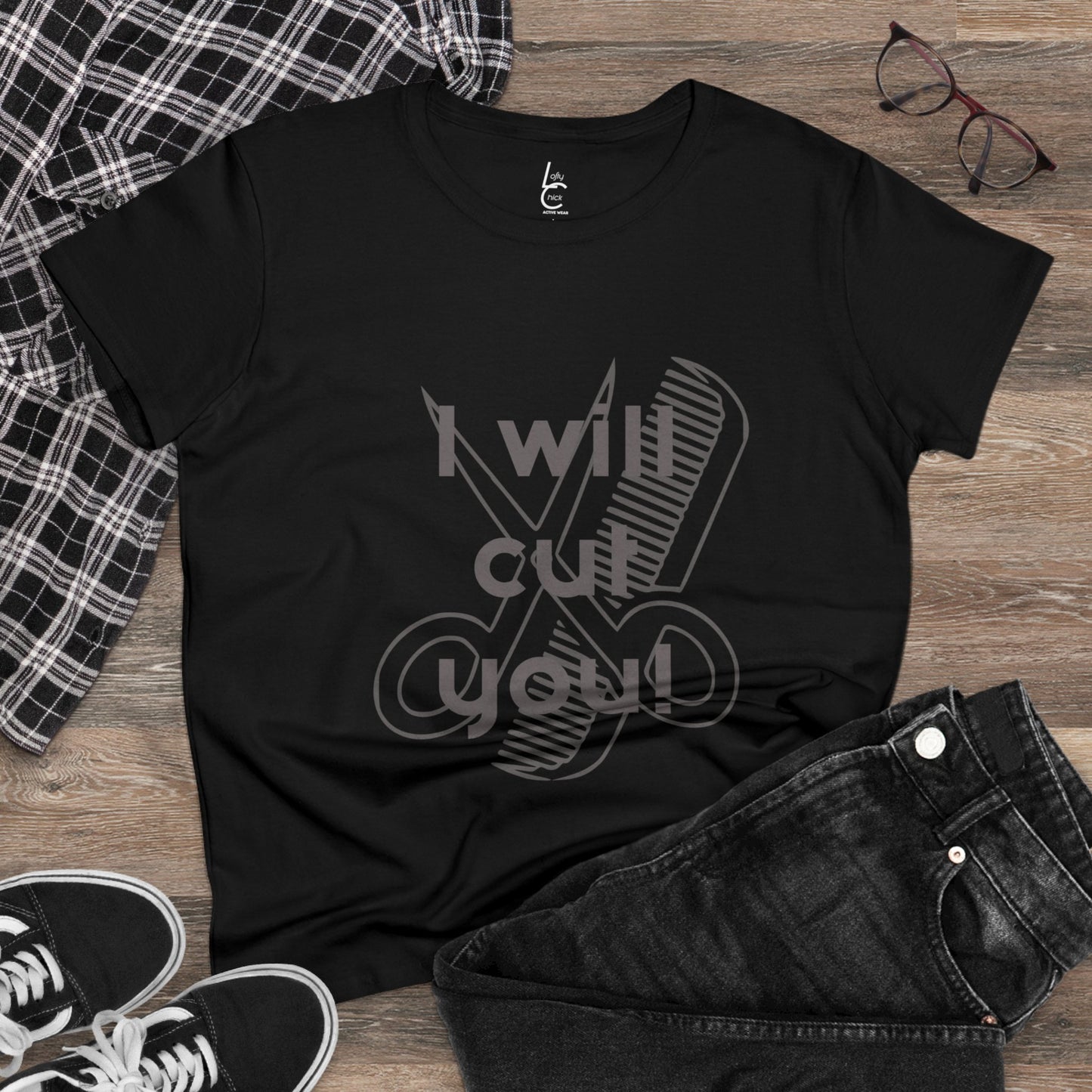 Comfy Cotton Graphic Tee For Hairstylist I Will Cut You Hairstylist Cotton Tee Gray Text Tee Shirt Cotton Tee Cotton T-shirt