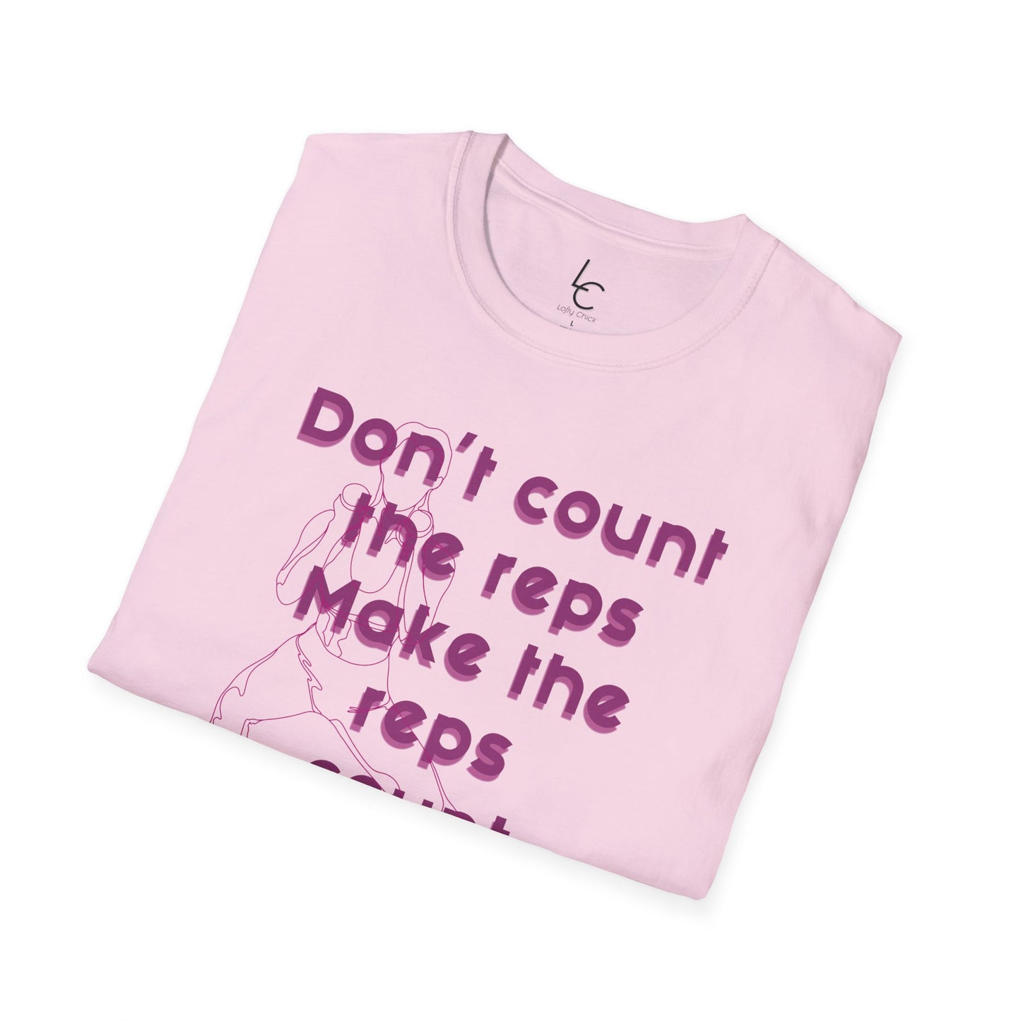 Graphic T-Shirt 'Don't count the reps Make the reps count' in Pink