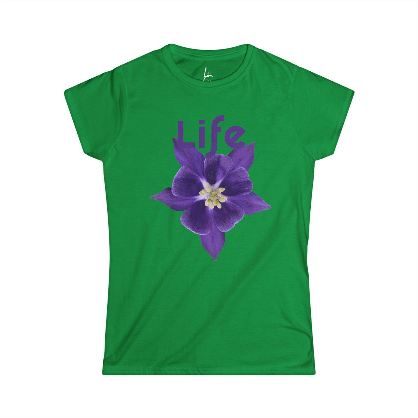 Comfort Fit Tee Garden Design Purple Flower Cotton T-shirt Florial Graphic Tee