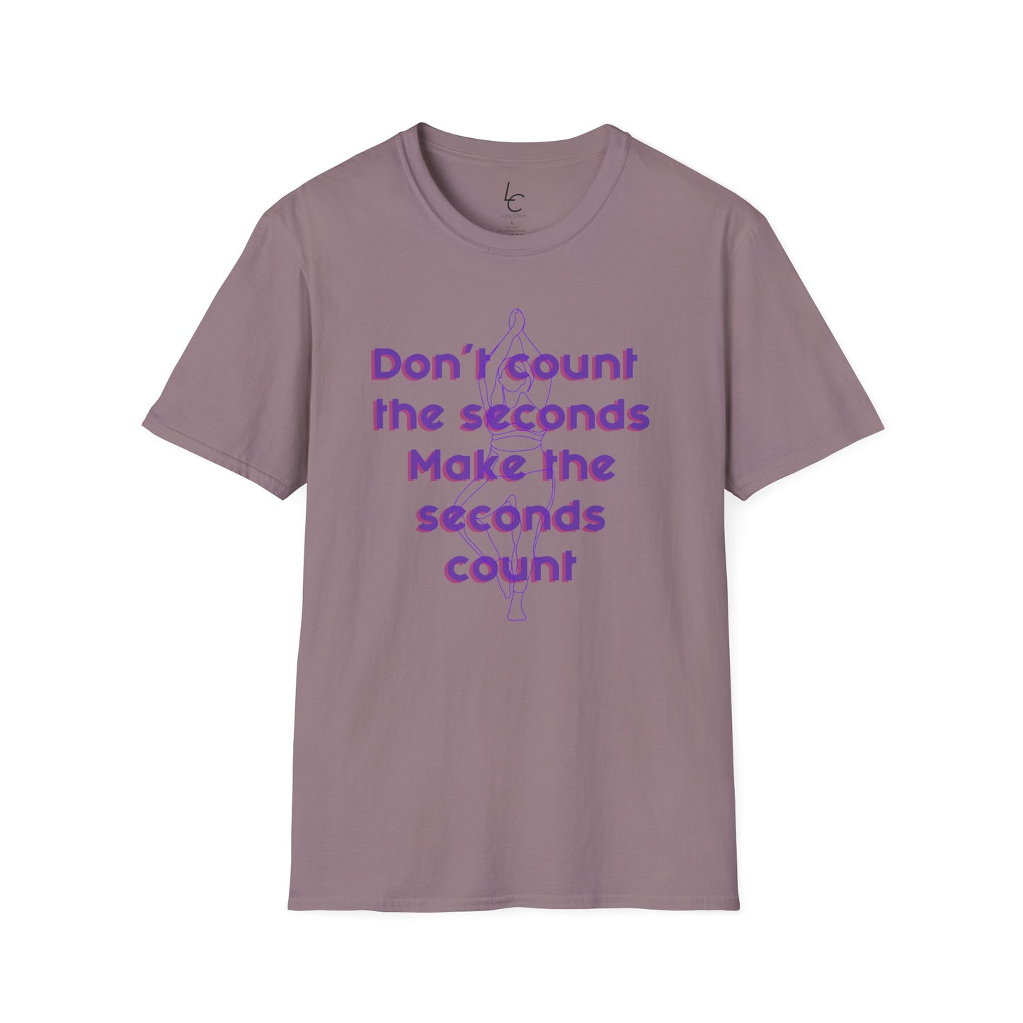 Graphic T-Shirt 'Don't count the seconds Make the seconds count' in Purple Yoga