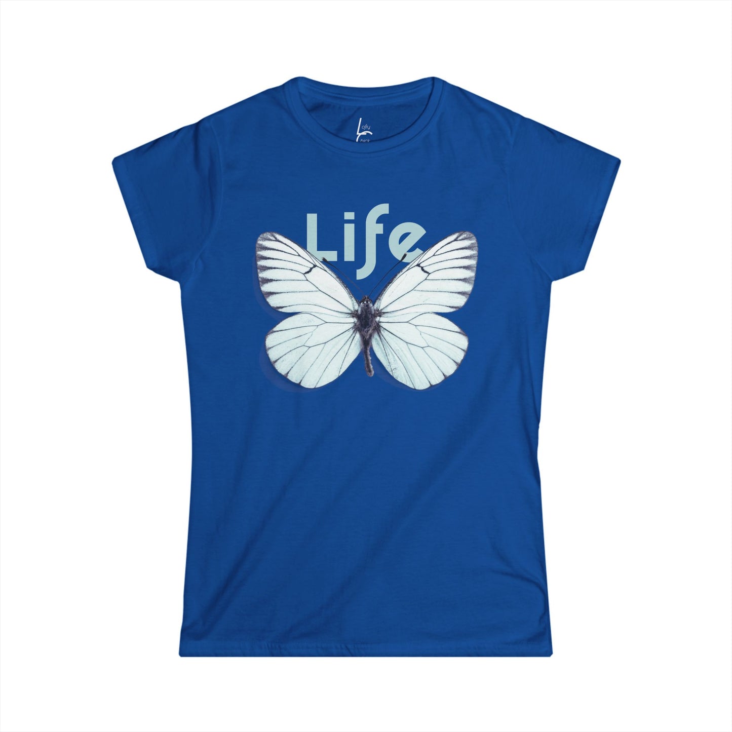 Comfort Fit Tee Garden Design White Butterfly Cotton Tee Fitted T-shirt Soft Tee Woman's T-shirt