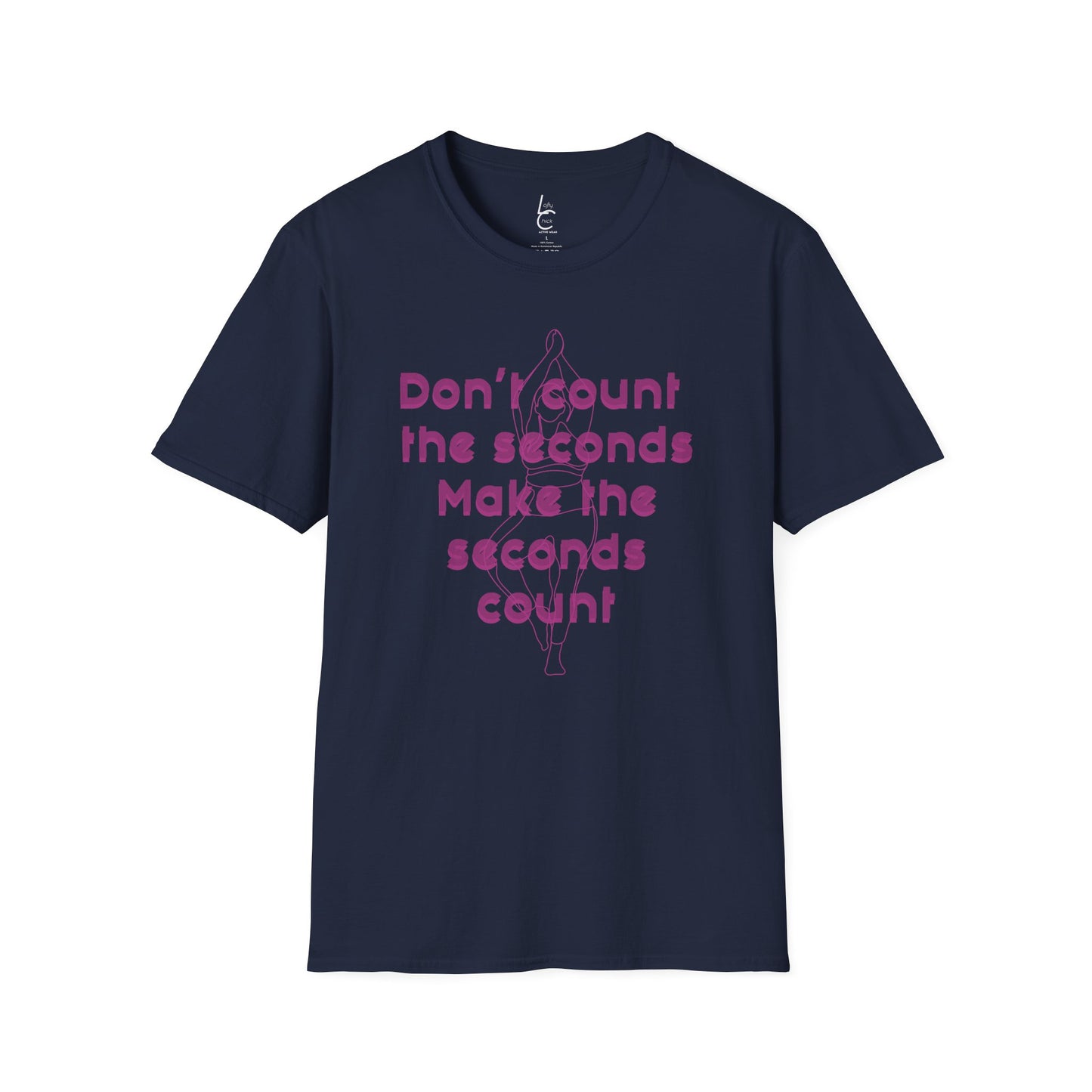Graphic T-Shirt 'Don't count the seconds Make the seconds count' in Pink Yoga
