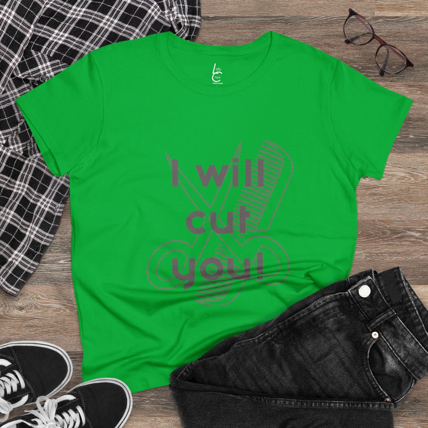 Comfy Cotton Graphic Tee For Hairstylist I Will Cut You Hairstylist Cotton Tee Gray Text Tee Shirt Cotton Tee Cotton T-shirt
