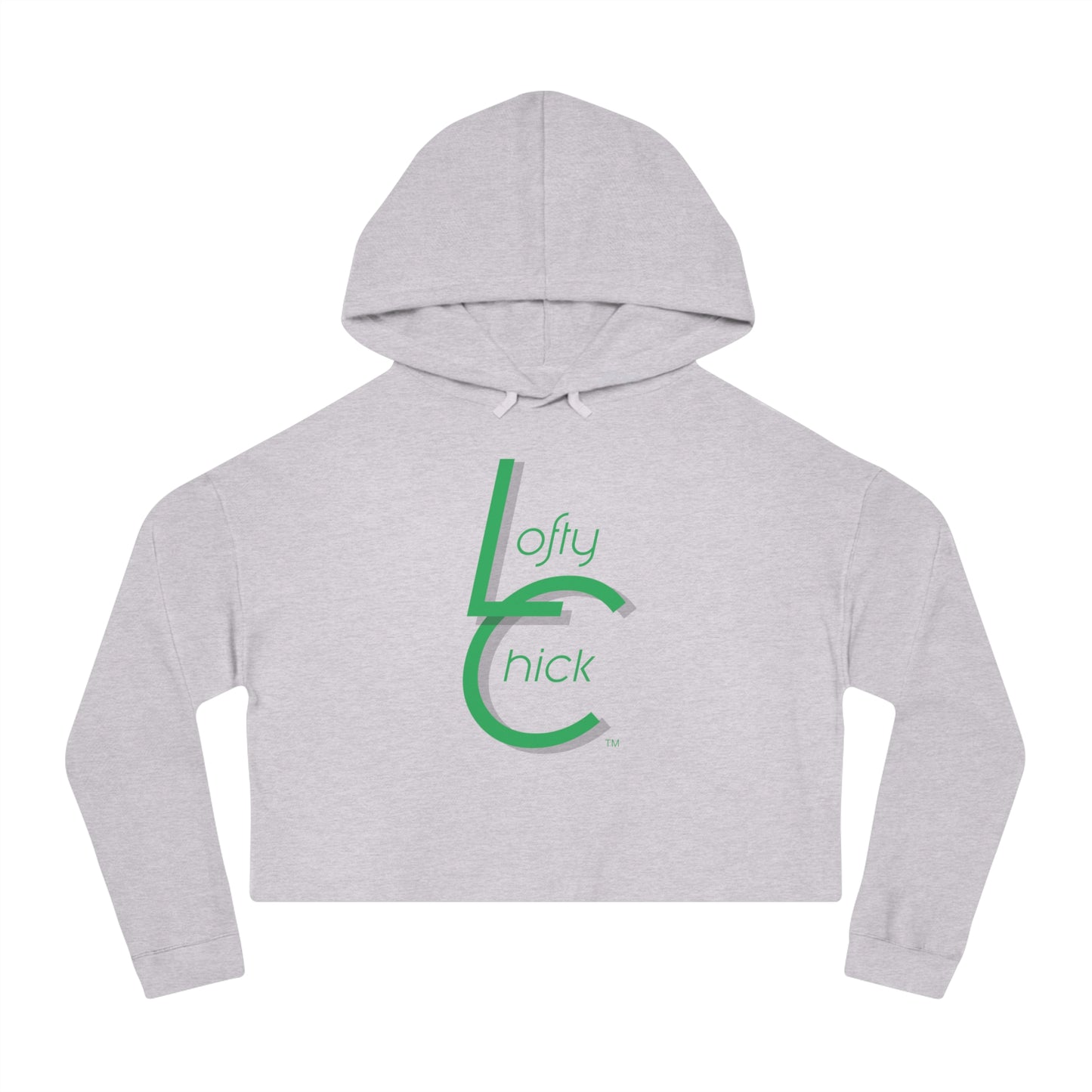 Cropped Hooded Sweatshirt With Lofty Chick Logo on Front Cropped Hoodie Active Wear Green